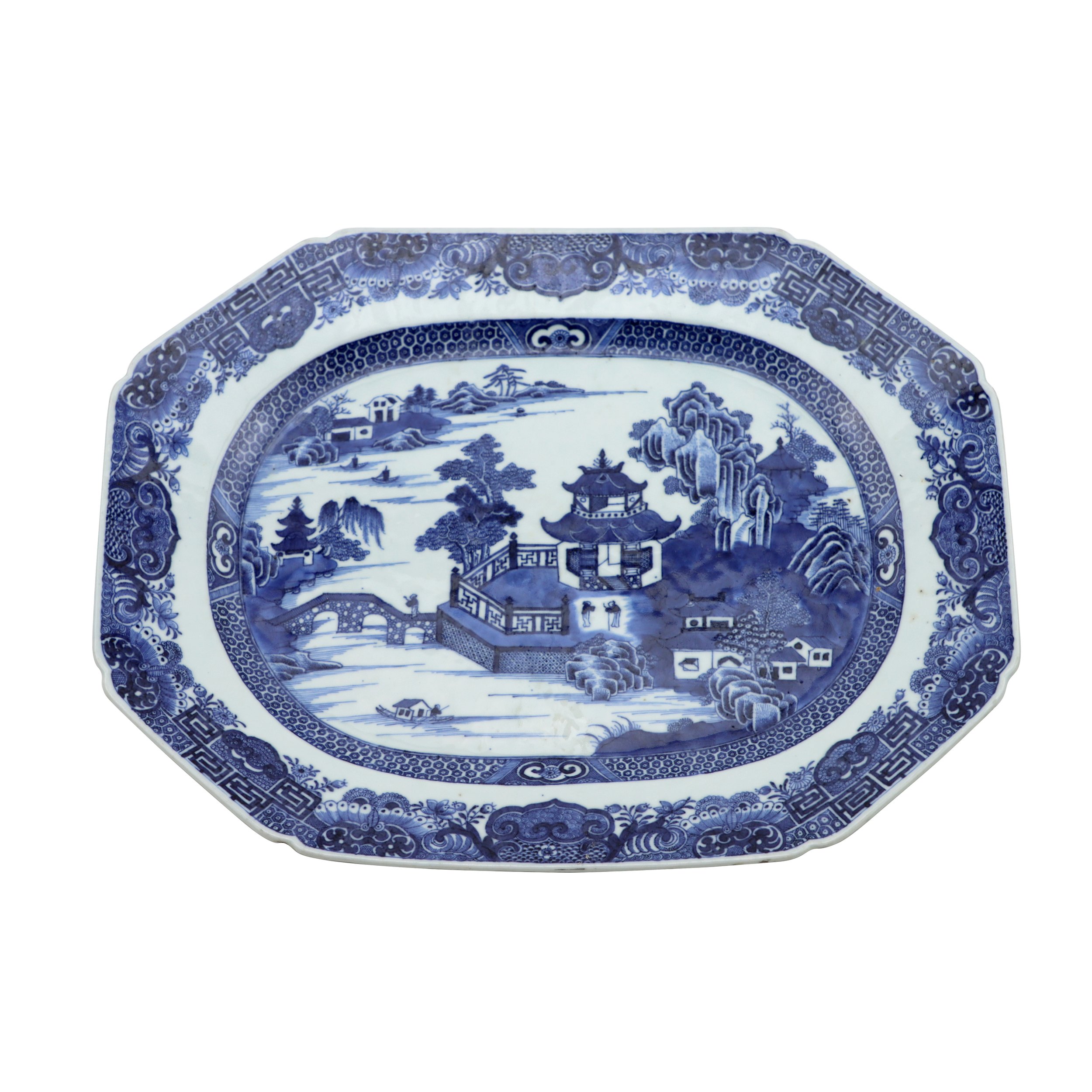 Chinese Blue and White Porcelain Platter, 18th Century