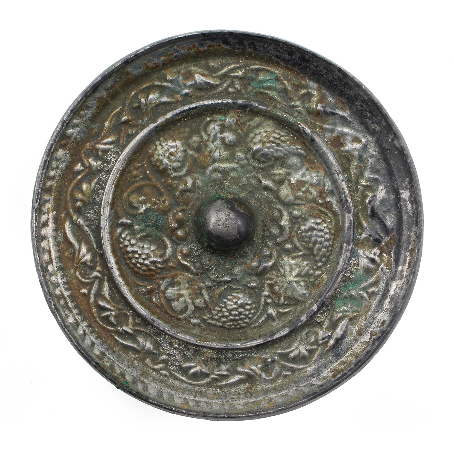 Chinese Bronze "Floral" Round Mirror, Tang Period