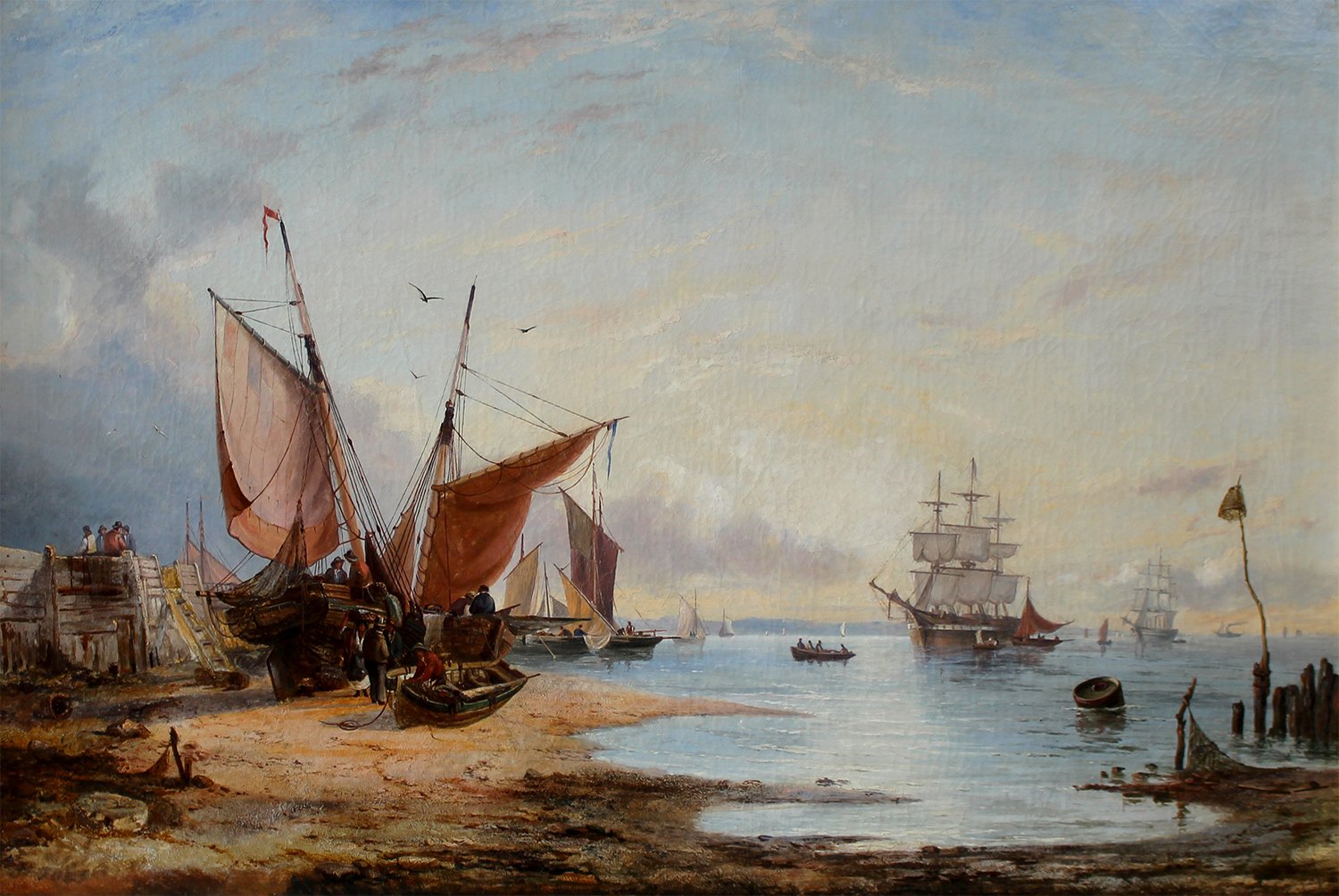 James W. Callow (British Fl. 1860) 'Harbour Scene'