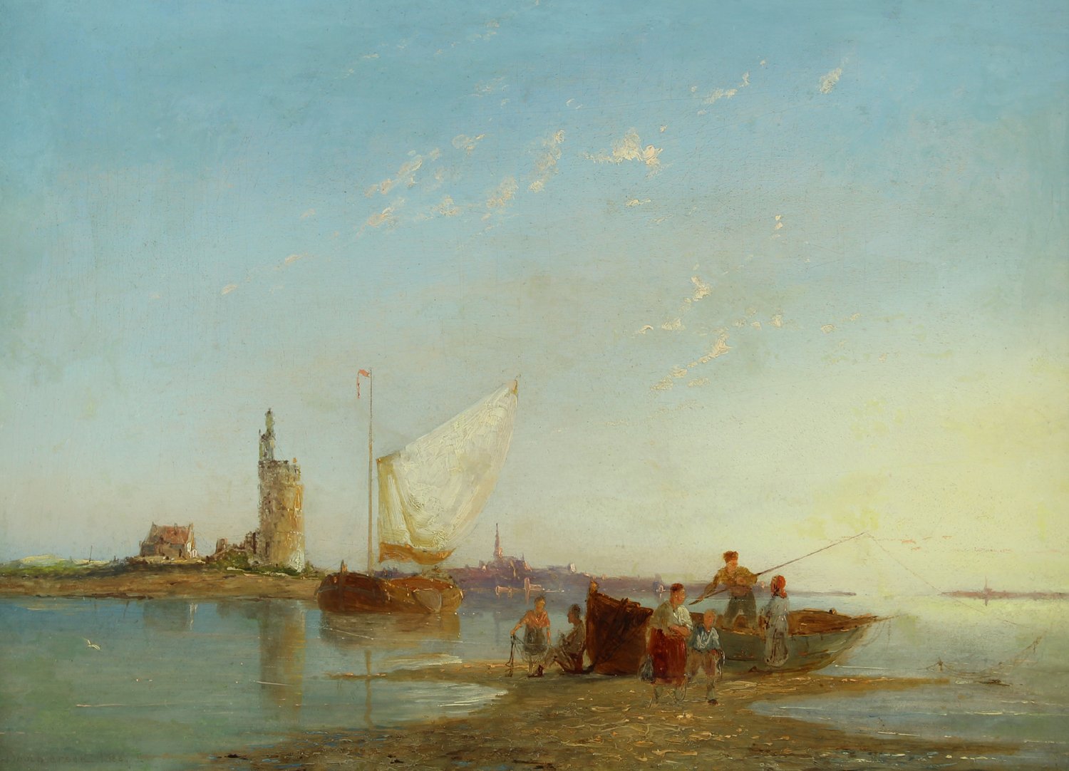 P.C. (Pieter Cornelis) Dommersen (Dutch 1834-1908) 'The Isle Of Terschellingen, Holland'