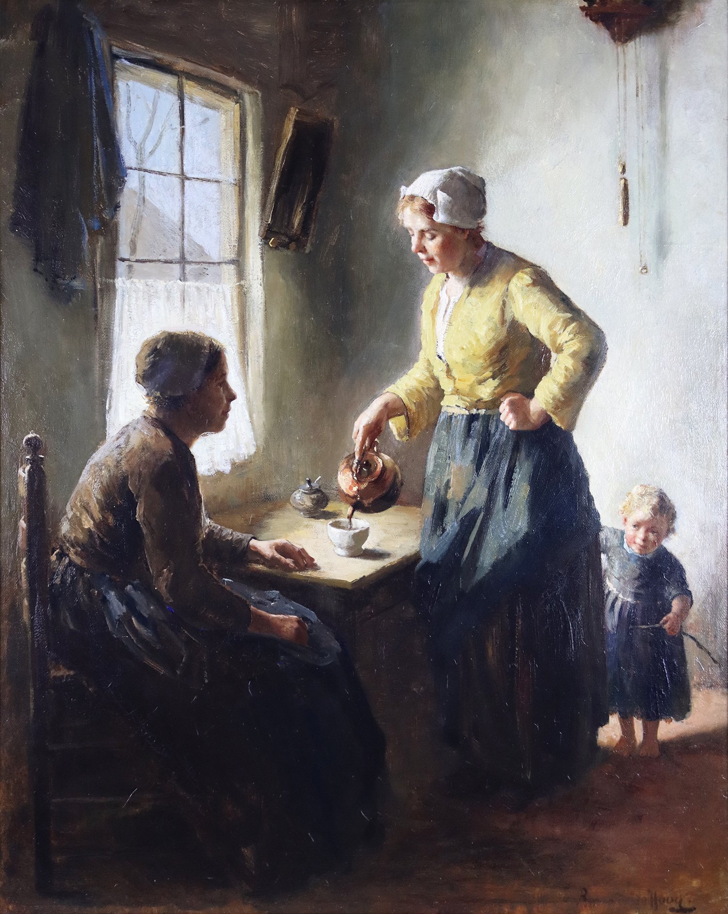 Bernard J. De Hoog (Dutch 1862-1943) 'Entertaining a Visitor'