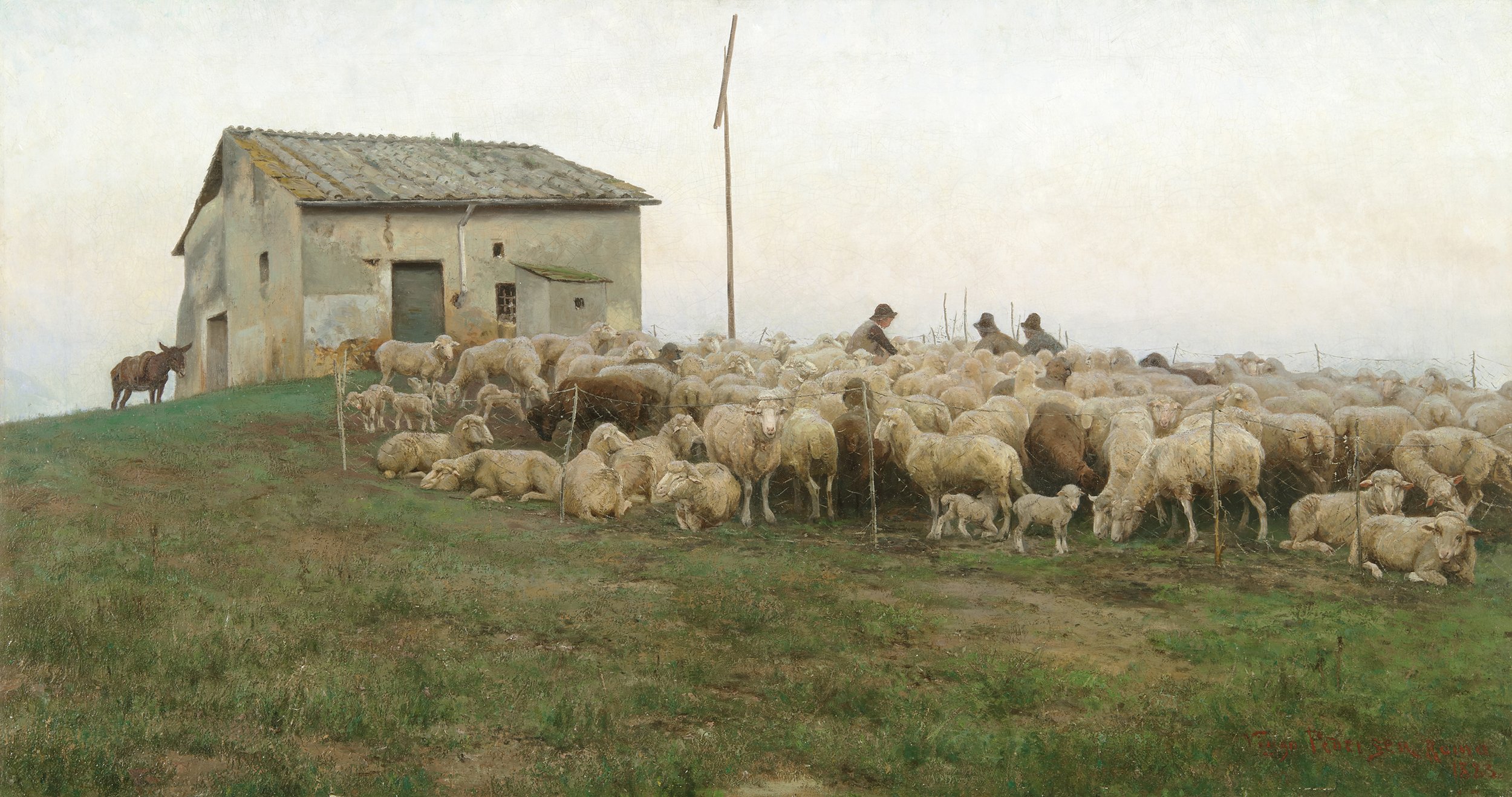 Viggo Pedersen (Danish 1854-1926) ‘The Sheep Are Gathered Together’ 