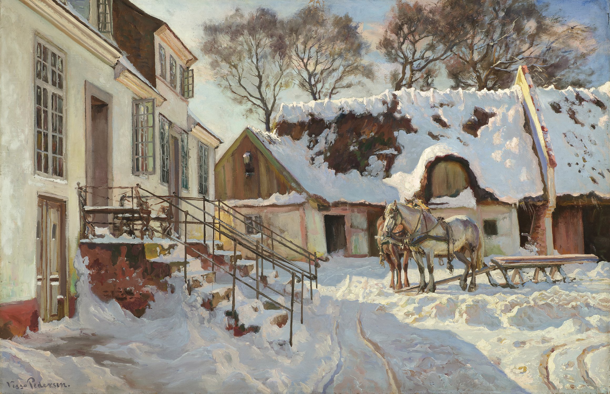 Viggo Pedersen (Danish 1854-1926), 'Sunny Winter Day at Carlsberg, Hillerod'