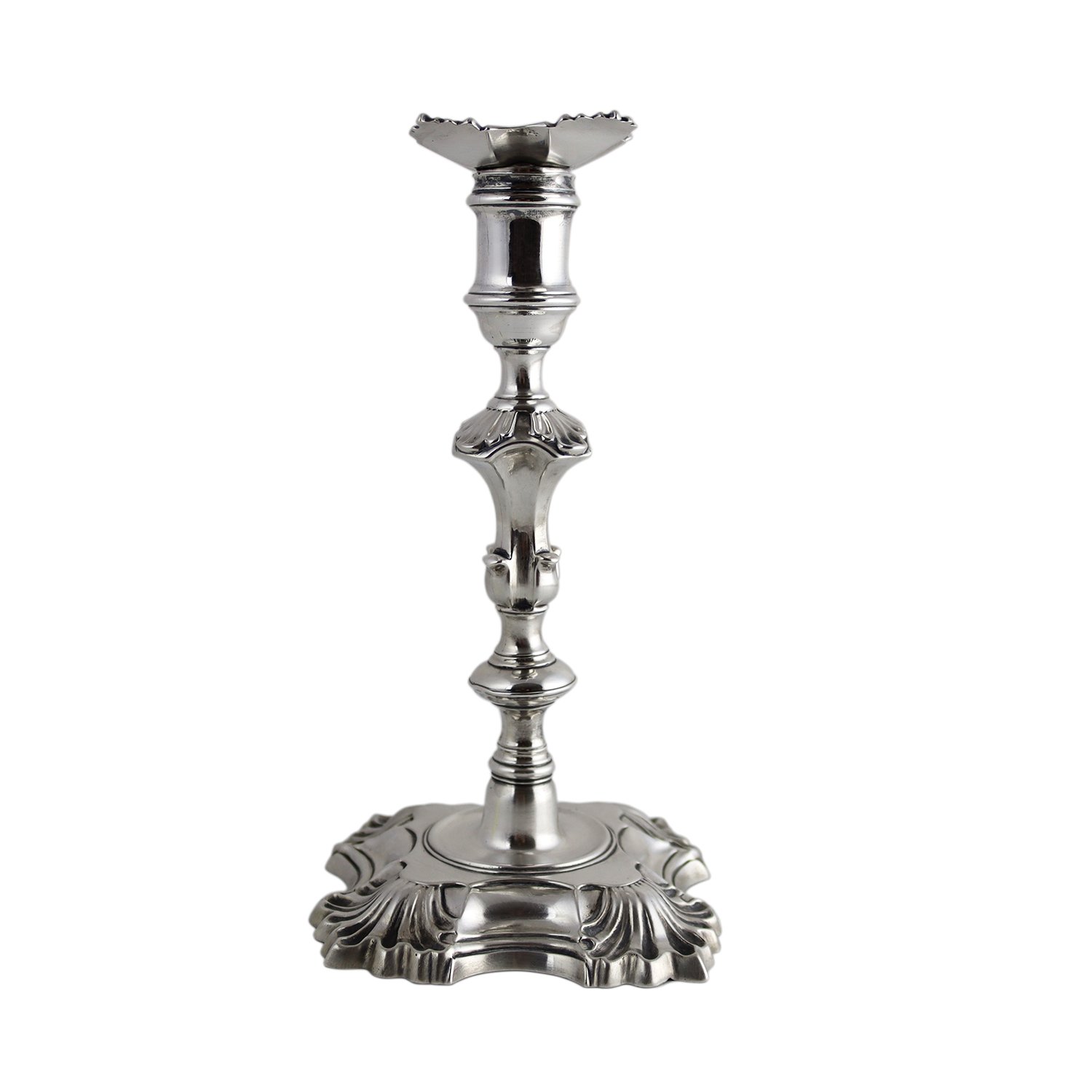 Single George II Sterling Silver Candlestick, Maker Simon Jouet, London, 1752