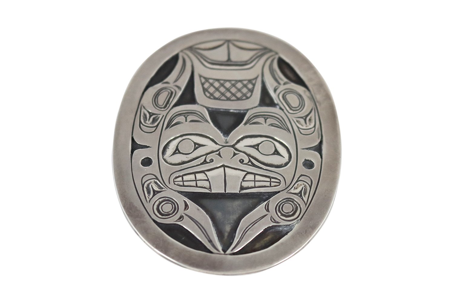 Robert Charles (G̲uud San Glans) Davidson (Haida/Canadian, b. 1946) 'Silver Beaver Oval Pin'