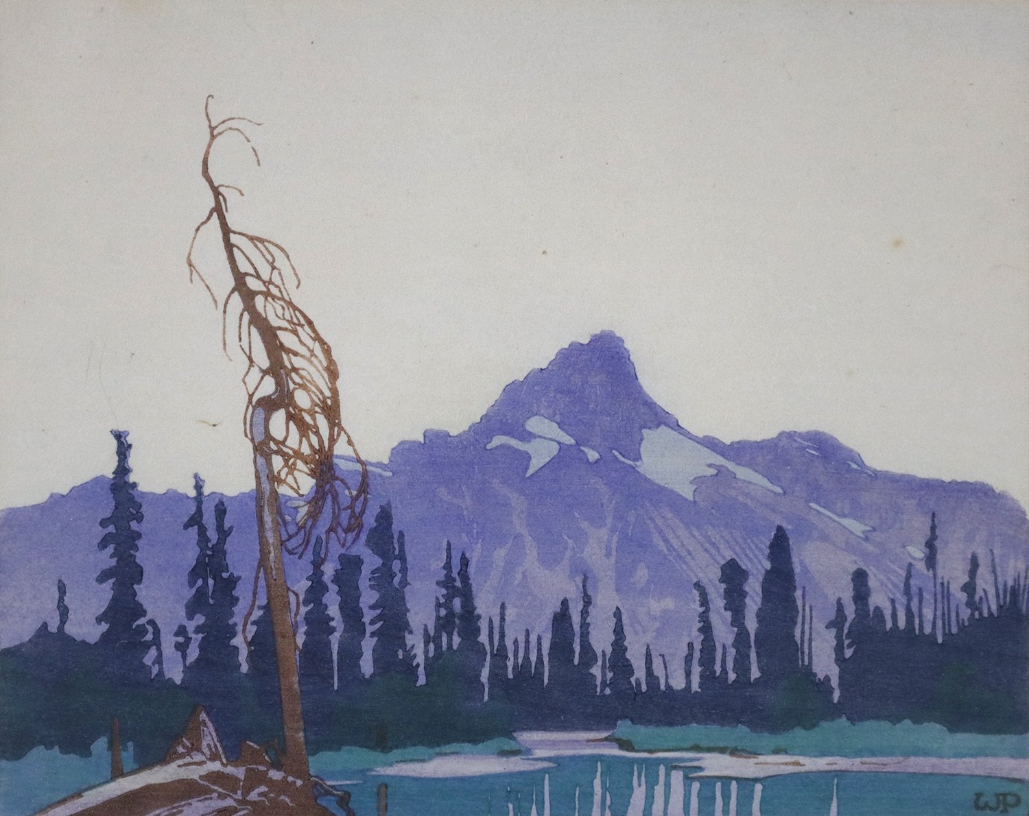 Walter Joseph Phillips (Canadian 1884-1963) 'Mount Cathedral From Lake O'Hara, B.C.'