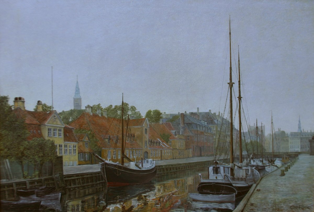 Ole Ring (Danish, 1902-1972) 'Sailing Ships In Frederikshoms Kanal'