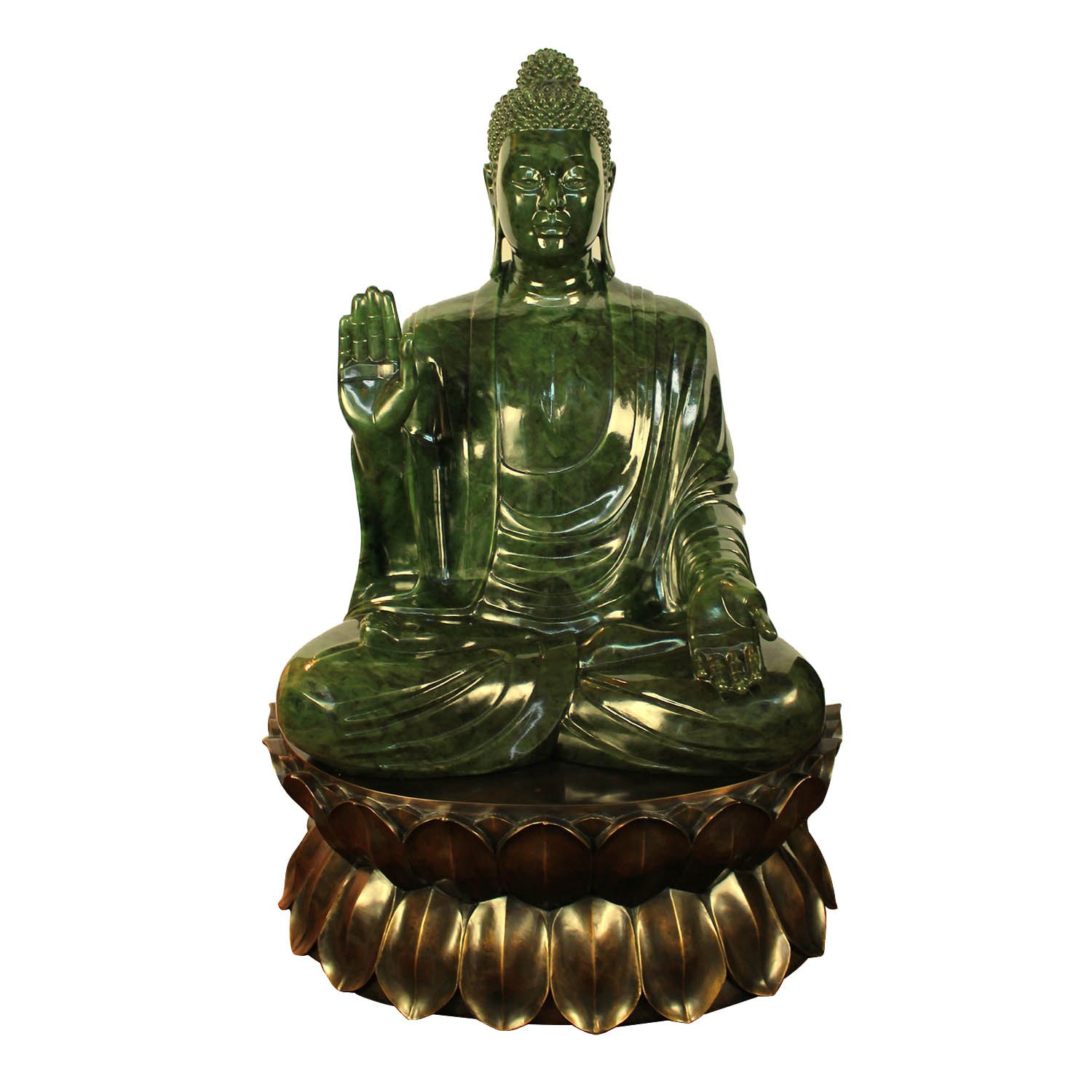 Lyle Sopel (Canadian born 1951) ’Jade Buddha on Bronze Lotus Throne, 2003’