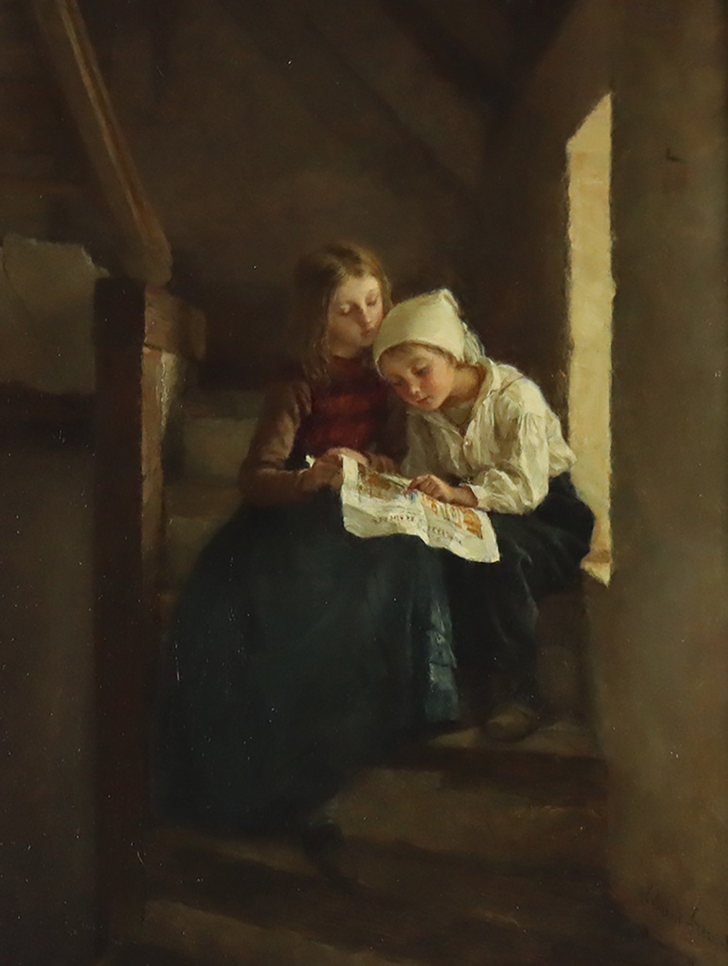 Edouard Pierre Frere (French 1819-1886)  'Reading the News'