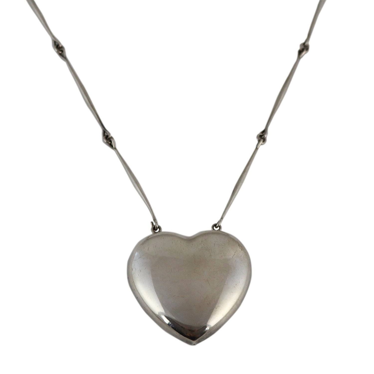 Georg Jensen (Danish, 1866-1935)  'Sterling Silver Necklace with Heart Pendant'
