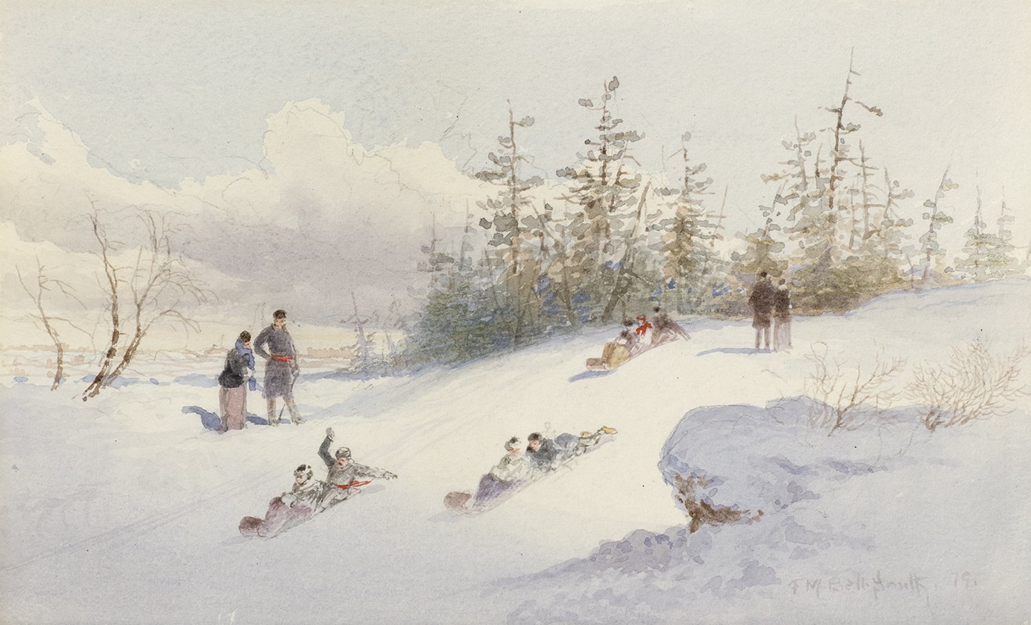 Frederic Marlett Bell-Smith (Canadian 1846-1923) 'Sledding 1879'