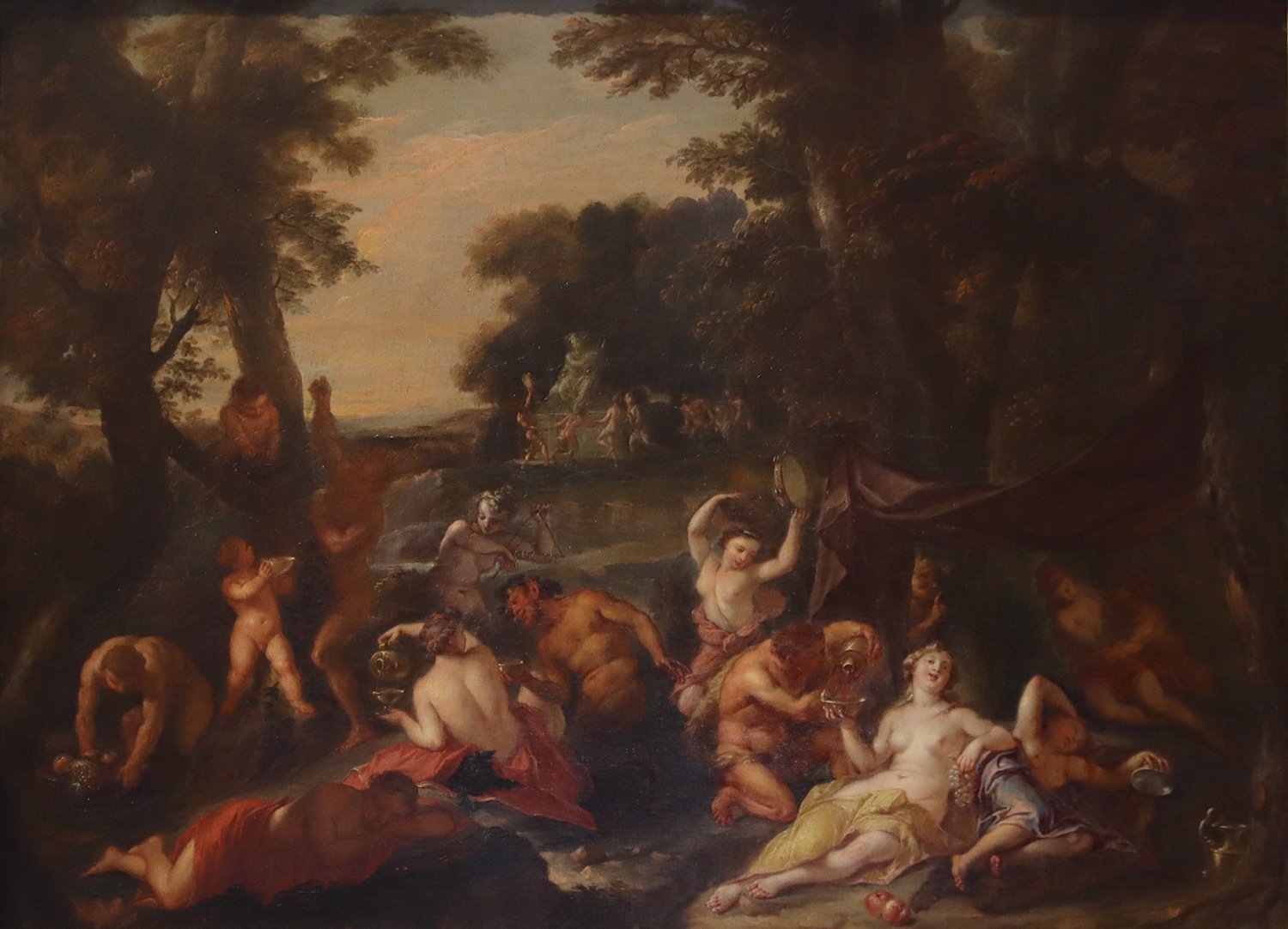 'Bacchanalian Landscape with Nymphs and Satyrs' Style of Rubens