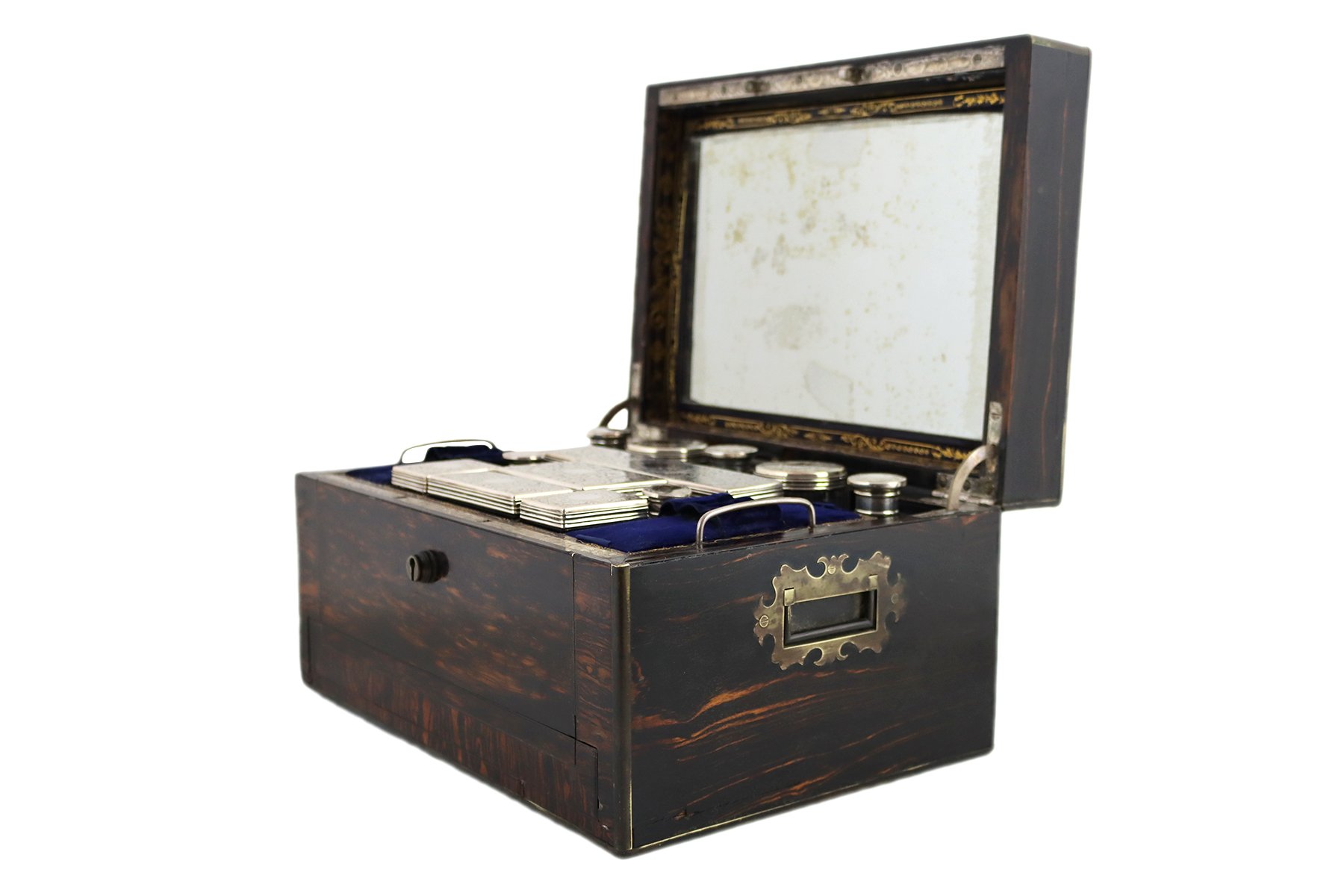 Very Fine Victorian Coromandel Wood Fitted Ladies Travelling Vanity Case, London 1857, Maker Thomas Whitehouse