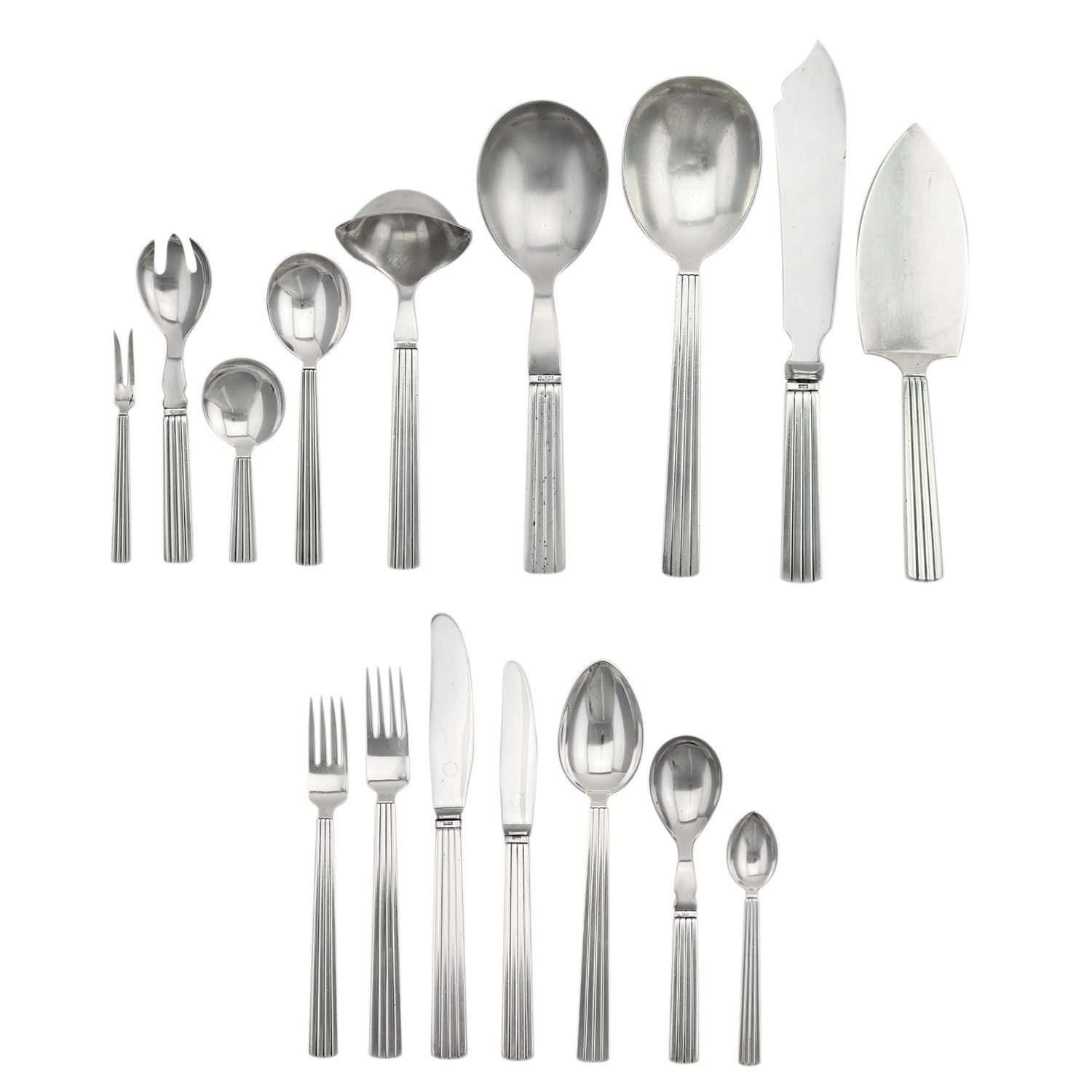 Georg Jensen (Danish, 1866-1935)  Set of Bernadotte Flatware