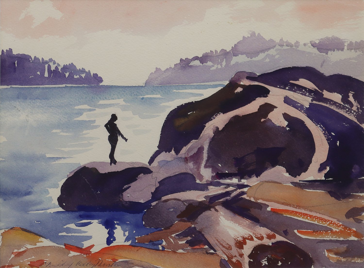 Figure on a Rock, Coastal View
