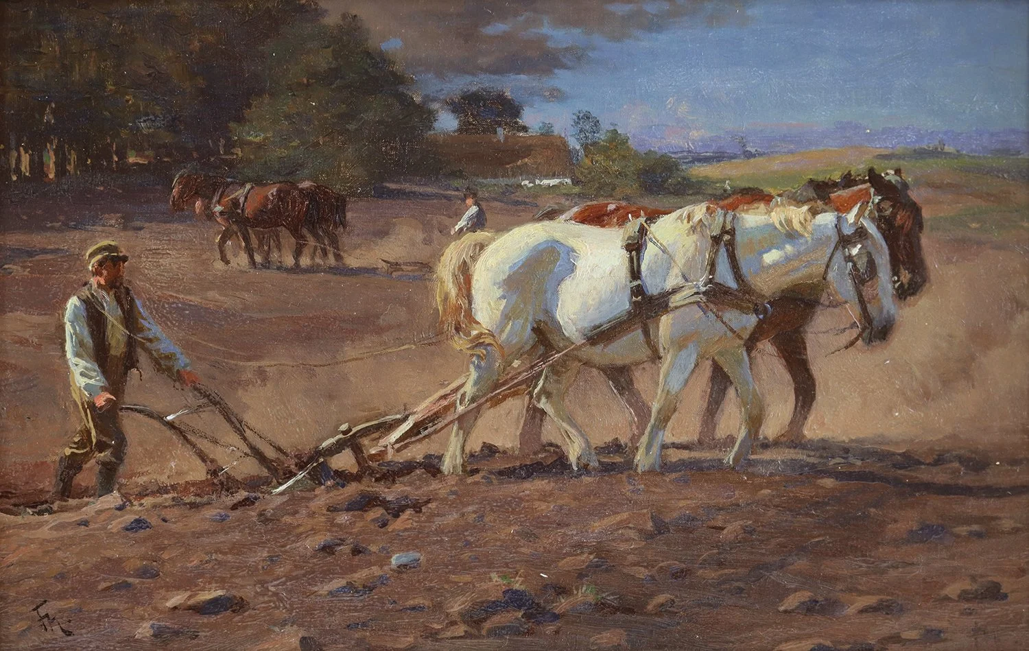Frants P.D. Henningsen (Danish 1850-1908) 'Ploughing the Field'