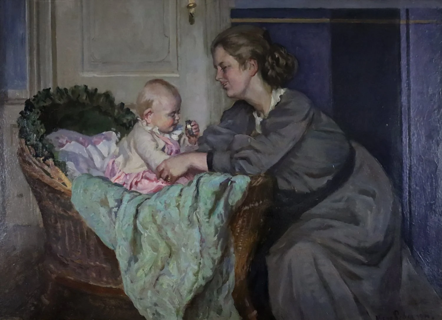 Viggo Pedersen (Danish 1854-1926) 'The Artist’s Wife and Child'