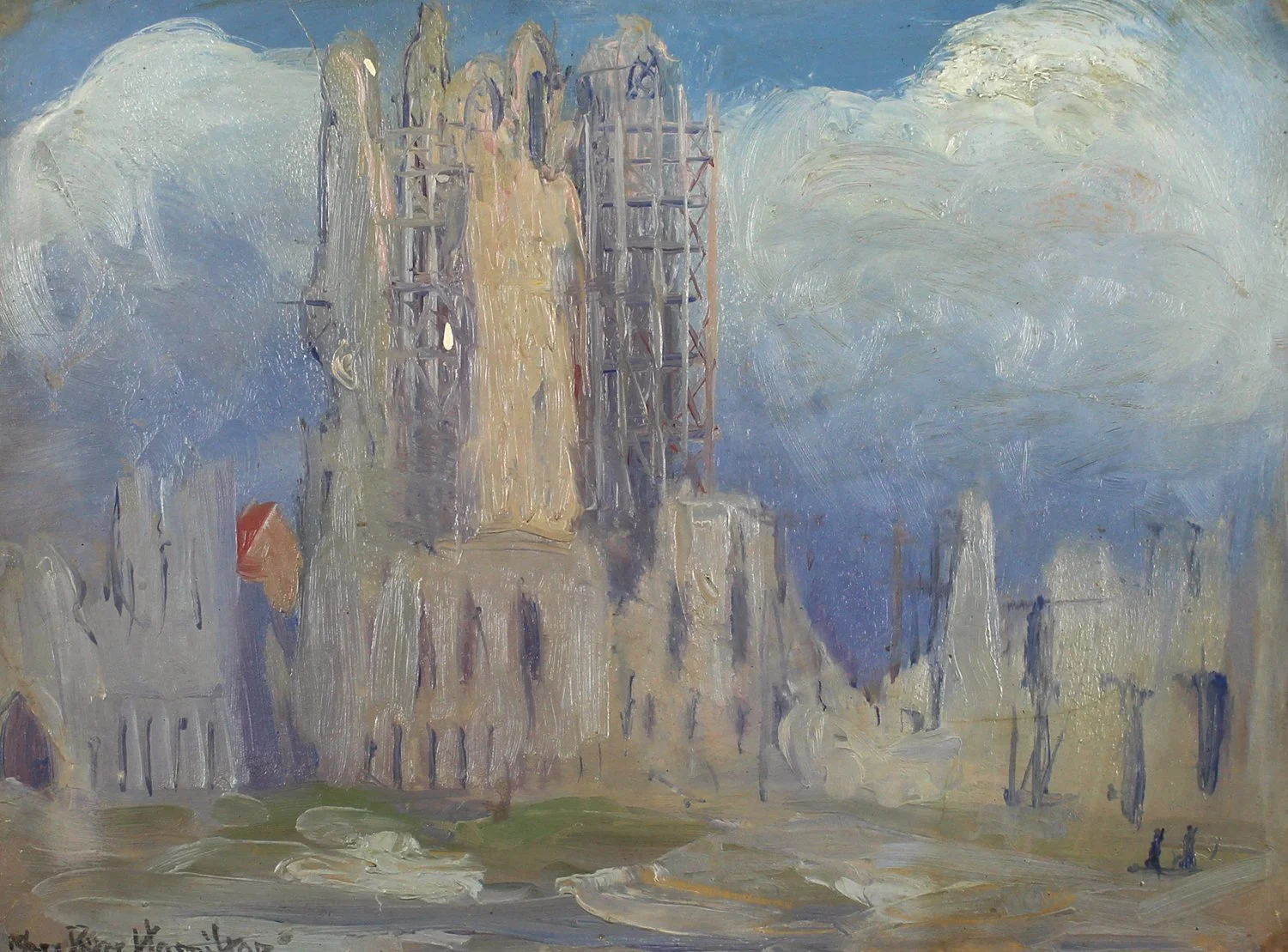 Mary Riter Hamilton (Canadian 1867-1954) 'Cathedral Ruin (Arras or Ypres)'
