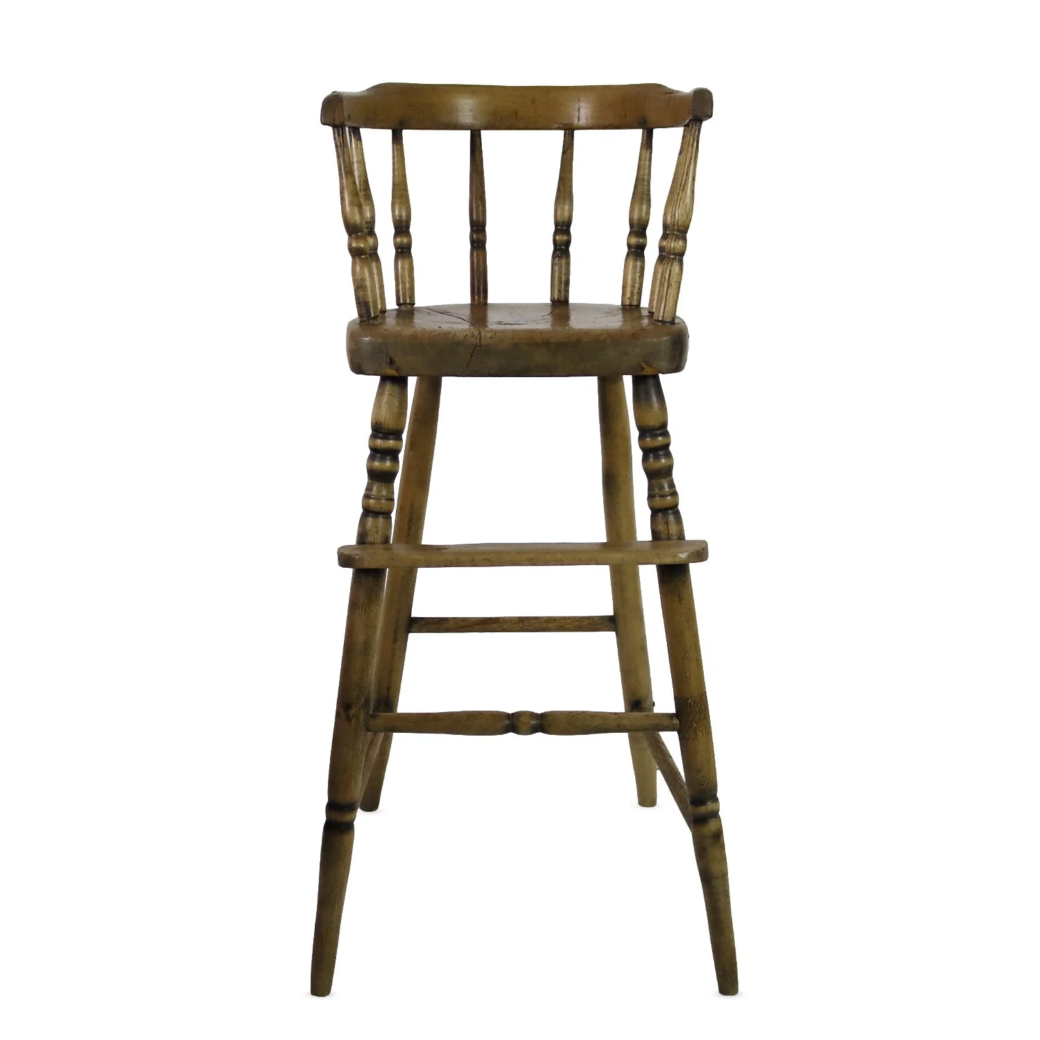 Child's wooden windsor stick back high chair, English late 19th/20th century
