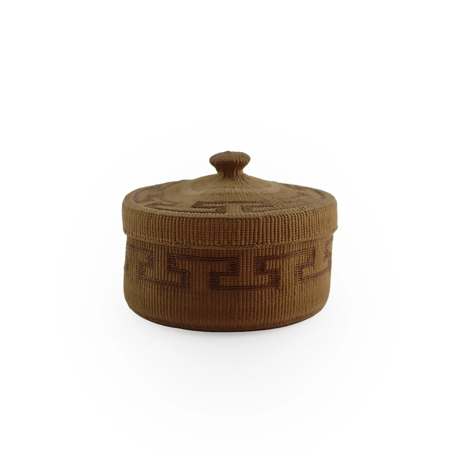 Tsimsian lidded basket, circa 1900