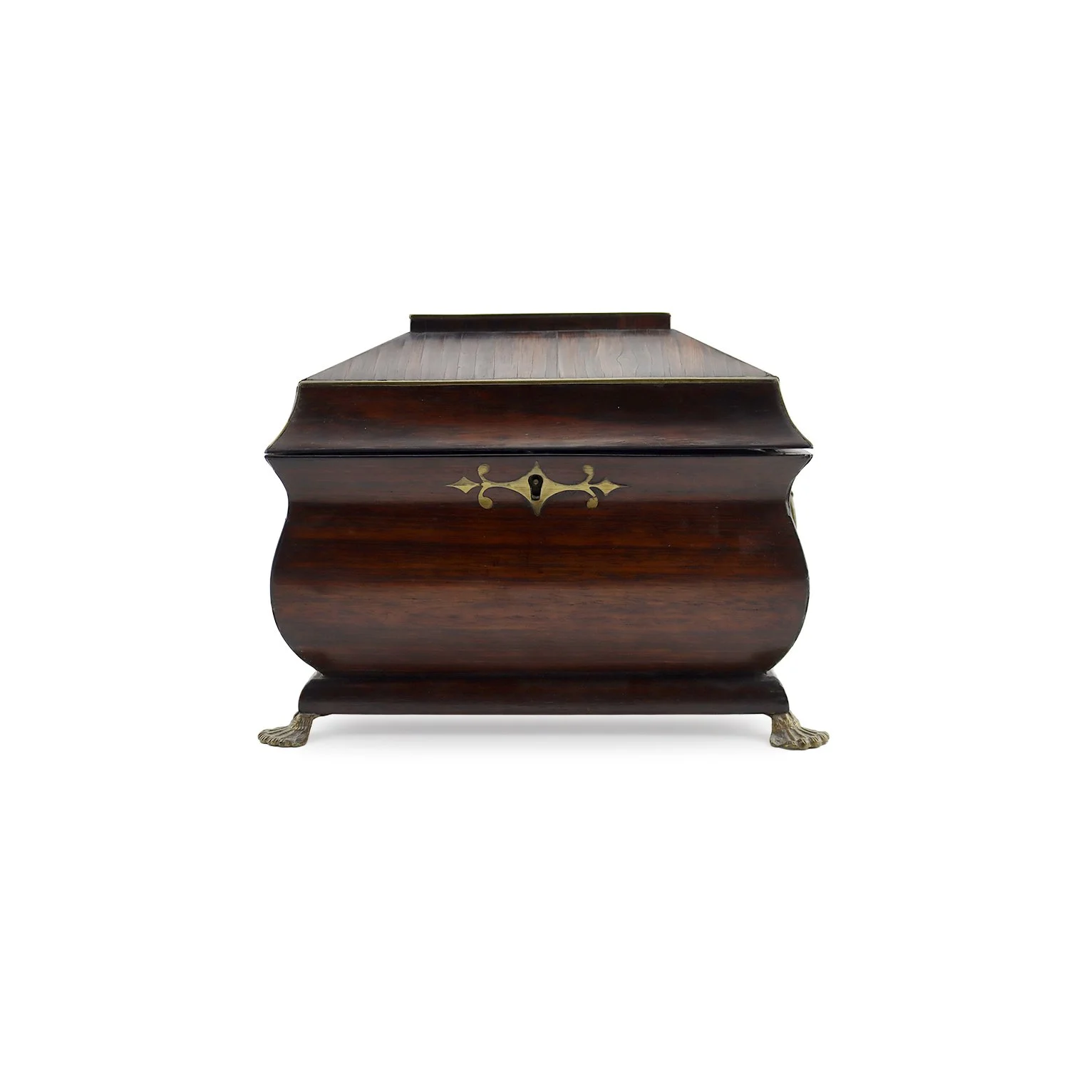 18th century rosewood bombe shaped tea caddy 