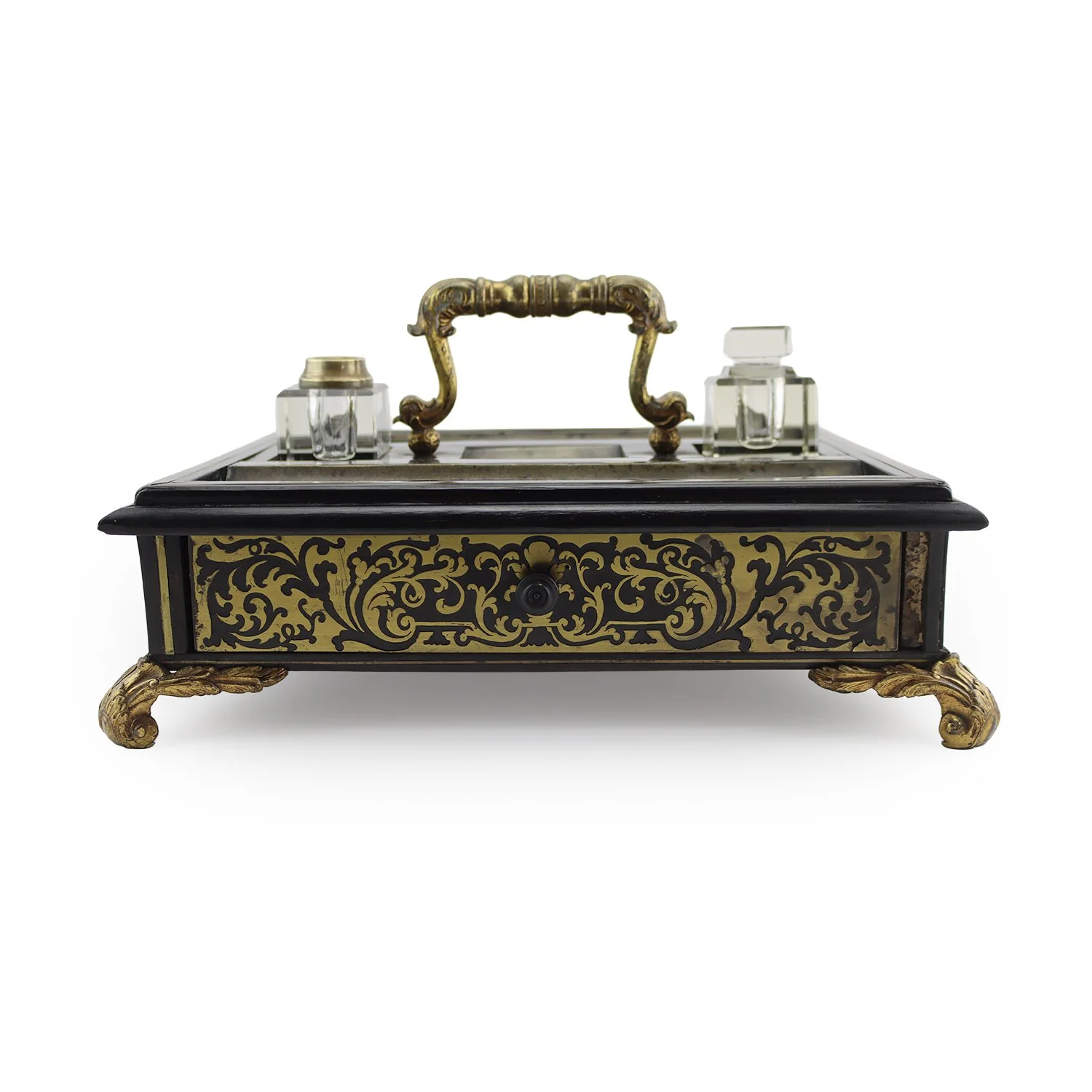 Freestanding inlaid boulle desk organizer, English mid 19th century
