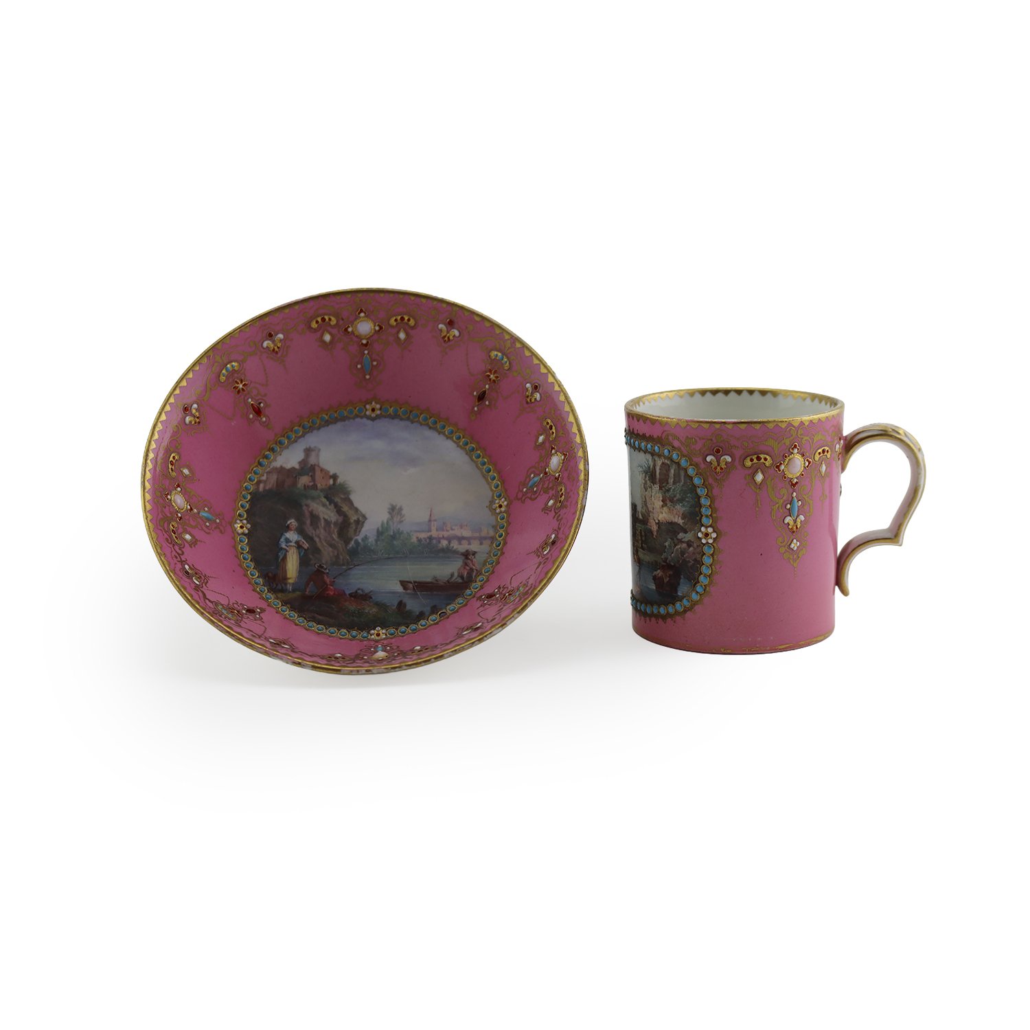 Sevres jeweled cabinet cup and deep saucer, 1778