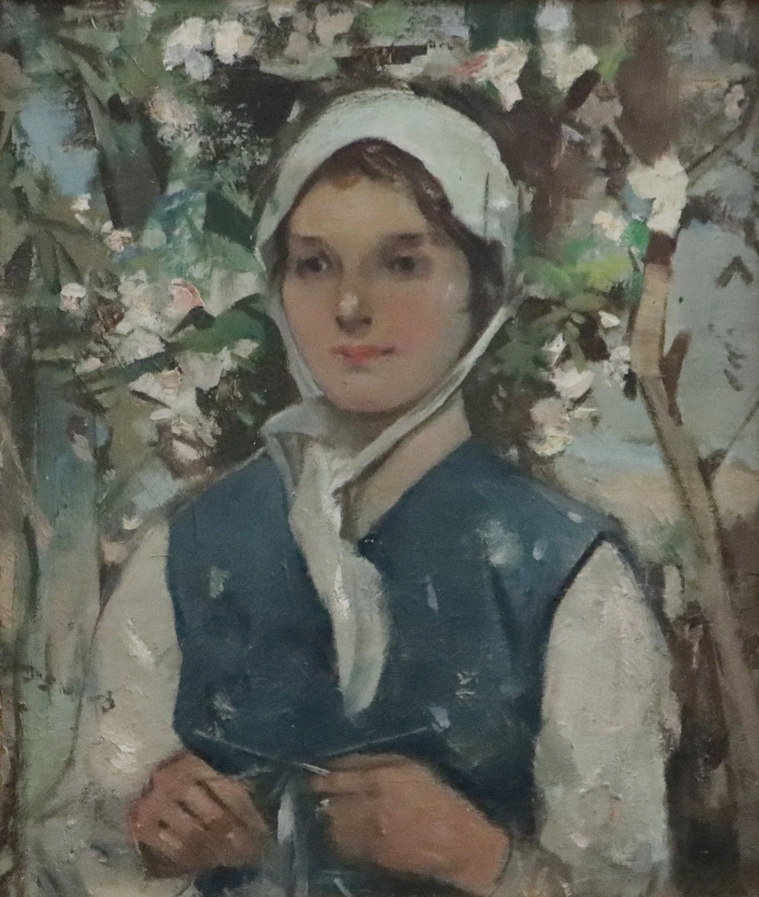 Jessie M. McGeehan (British 1872-1961) 'Portrait of a Girl Knitting'