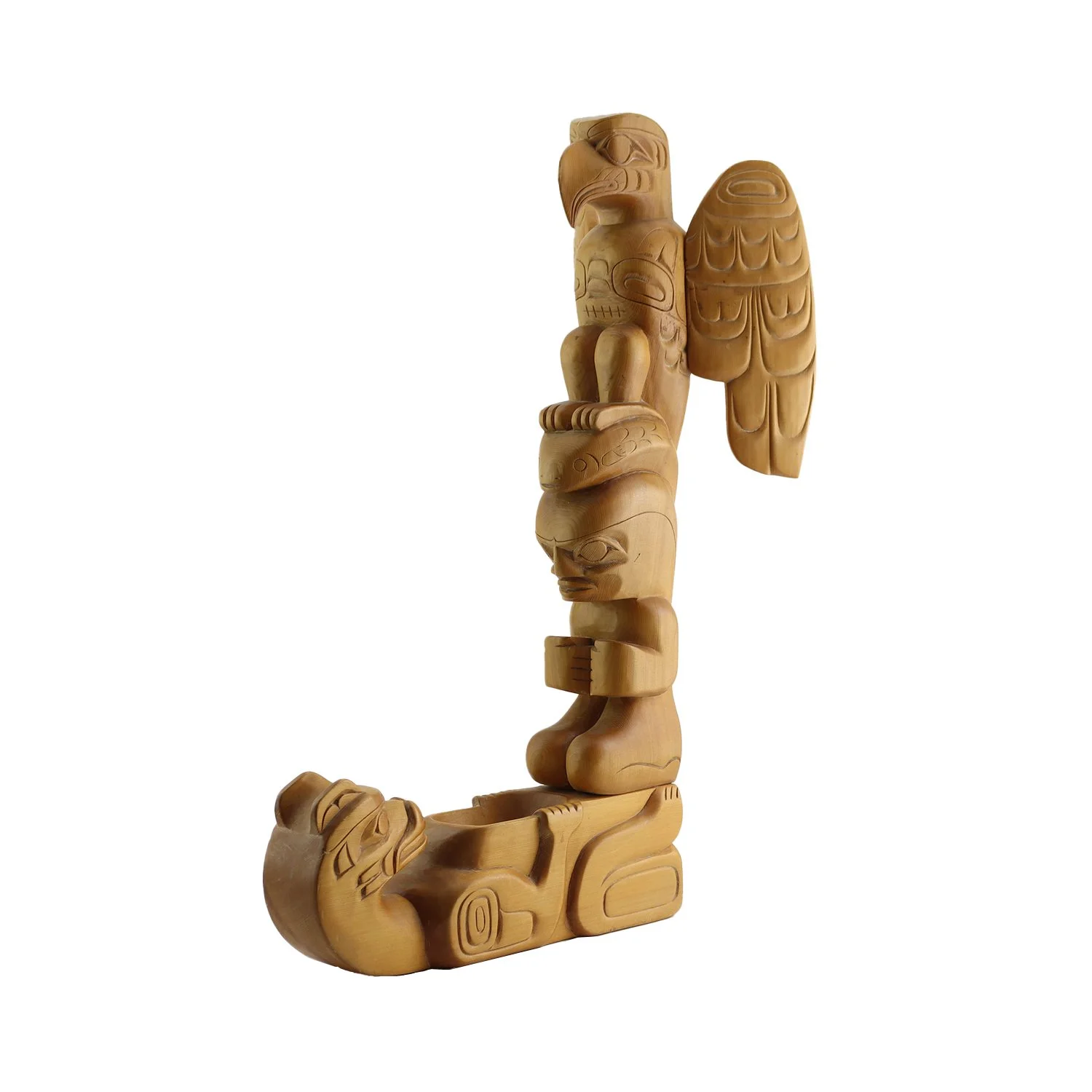 Ellen Neel (Kwakwaka'wakw (Kwakiutl) 1916-1966) Unpainted wood totem