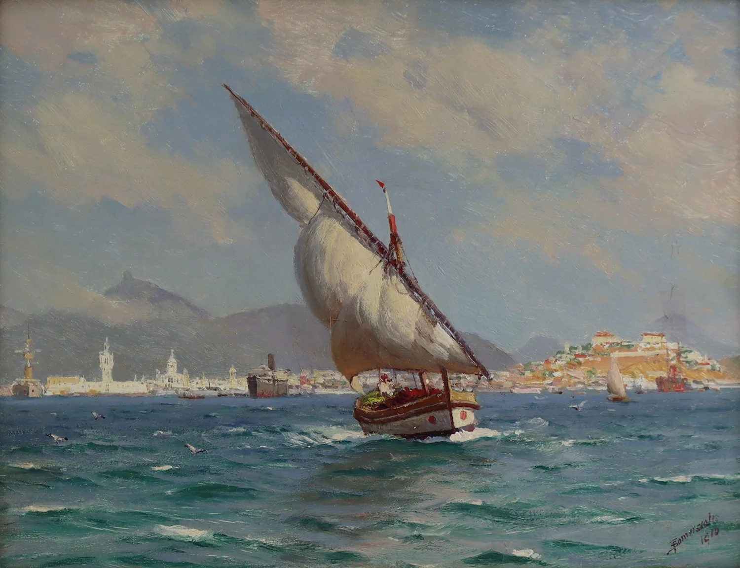 Thomas Jacques Somerscales (British 1842-1947) 'Shipping off Rio'