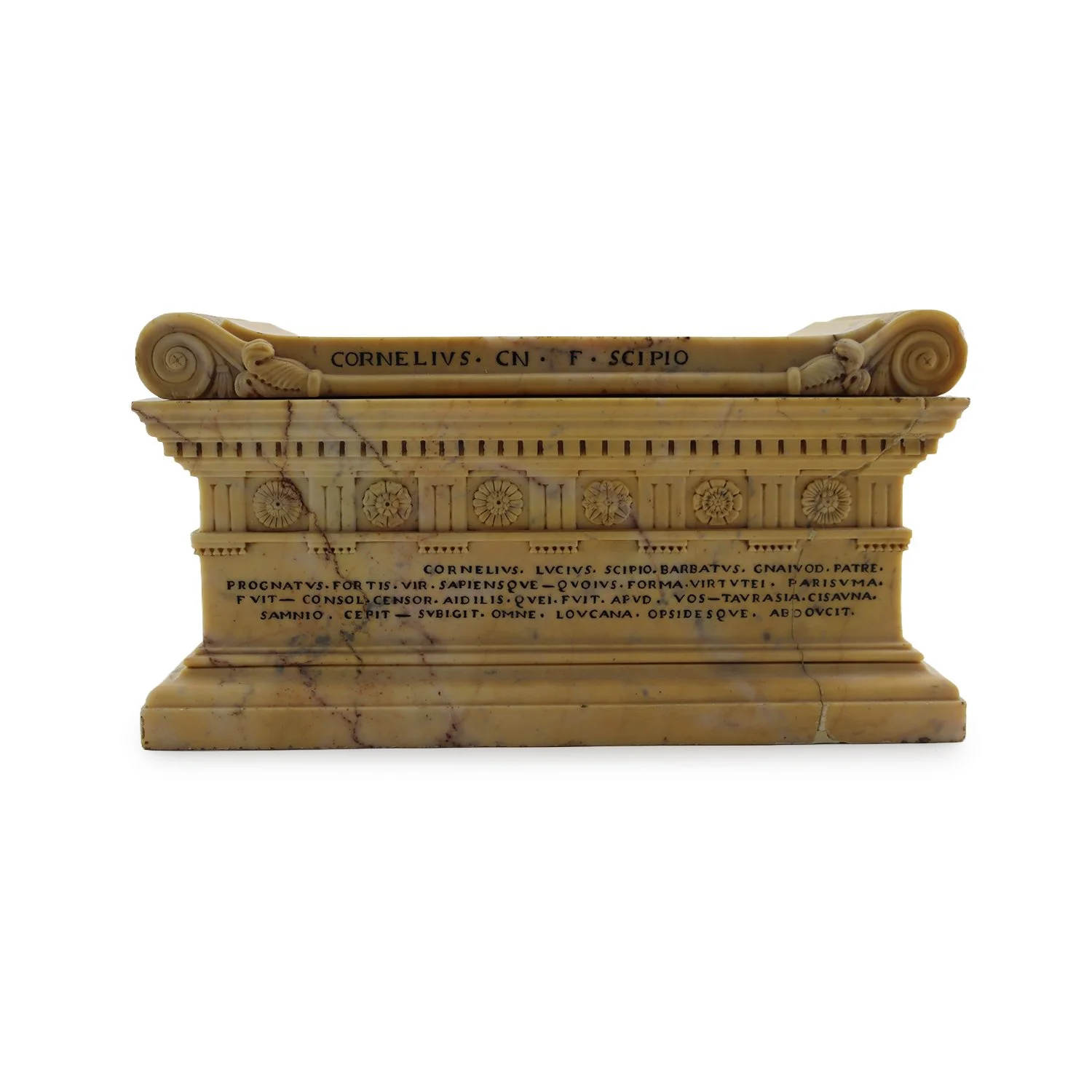 Grand Tour carved marble reduction copy of sarcophagus tomb, early 19th century