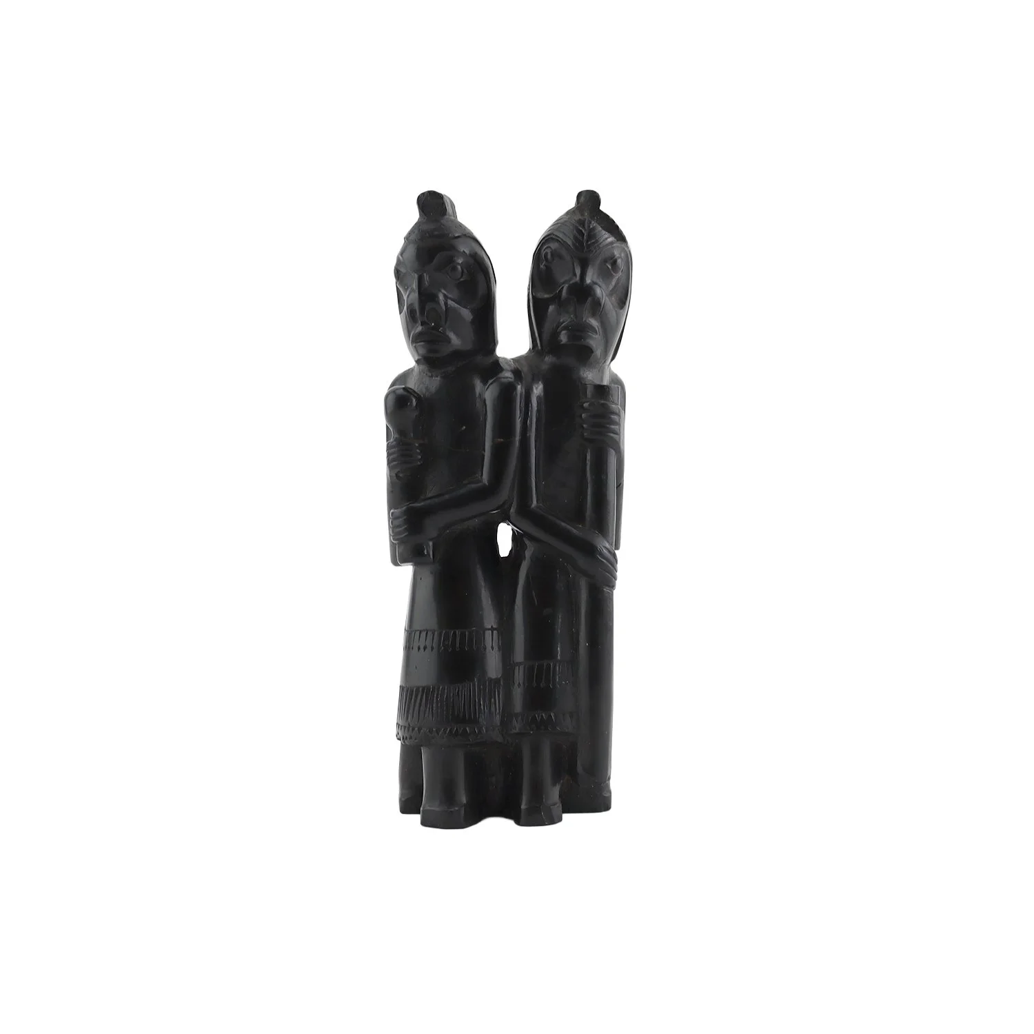 Early Haida argillite carving depicting two figures/shamans, circa 1860-1865