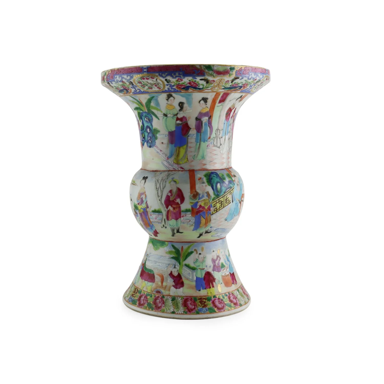 Chinese round vase with fluted rim, mid to late 19th century