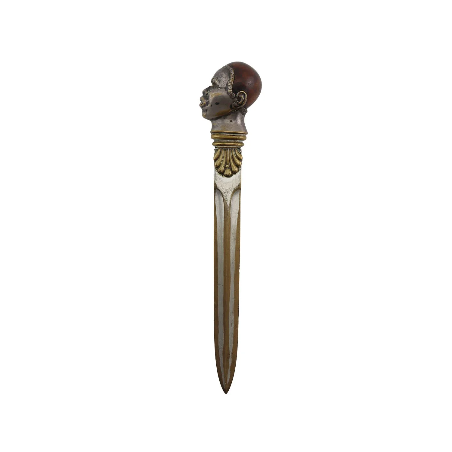 Silvered brass letter opener, 19th century