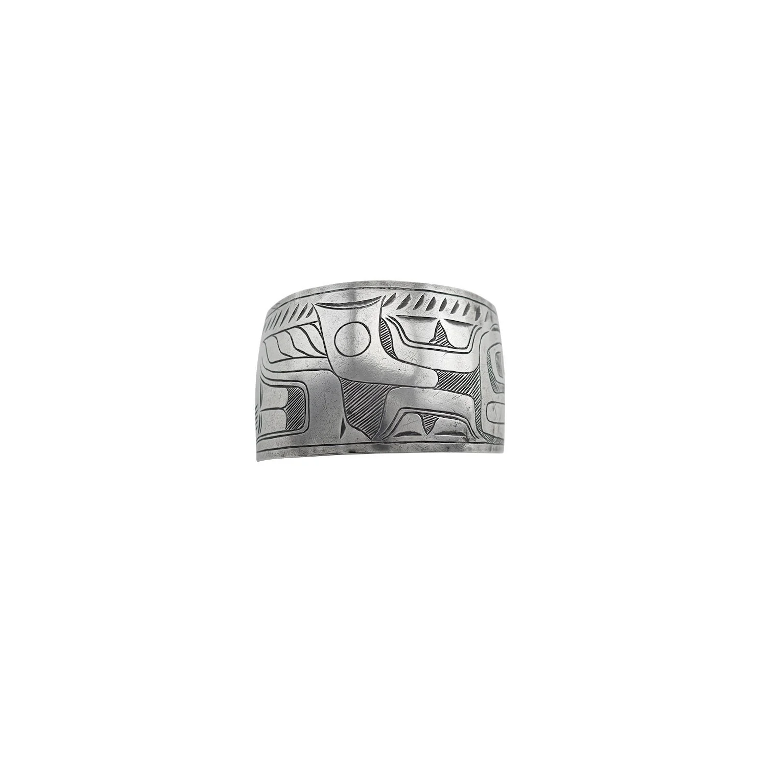 Early Northwest Coast carved silver bracelet, late 19th/early 20th century.