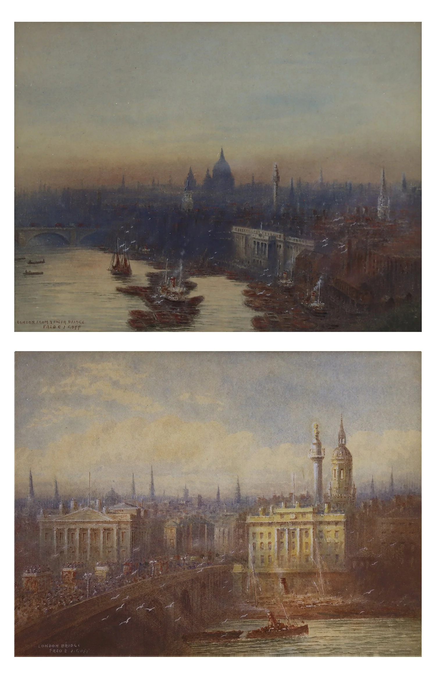 Frederick Edward Joseph Goff (British 1866-1933) 'London from Tower Bridge and London Bridge' 