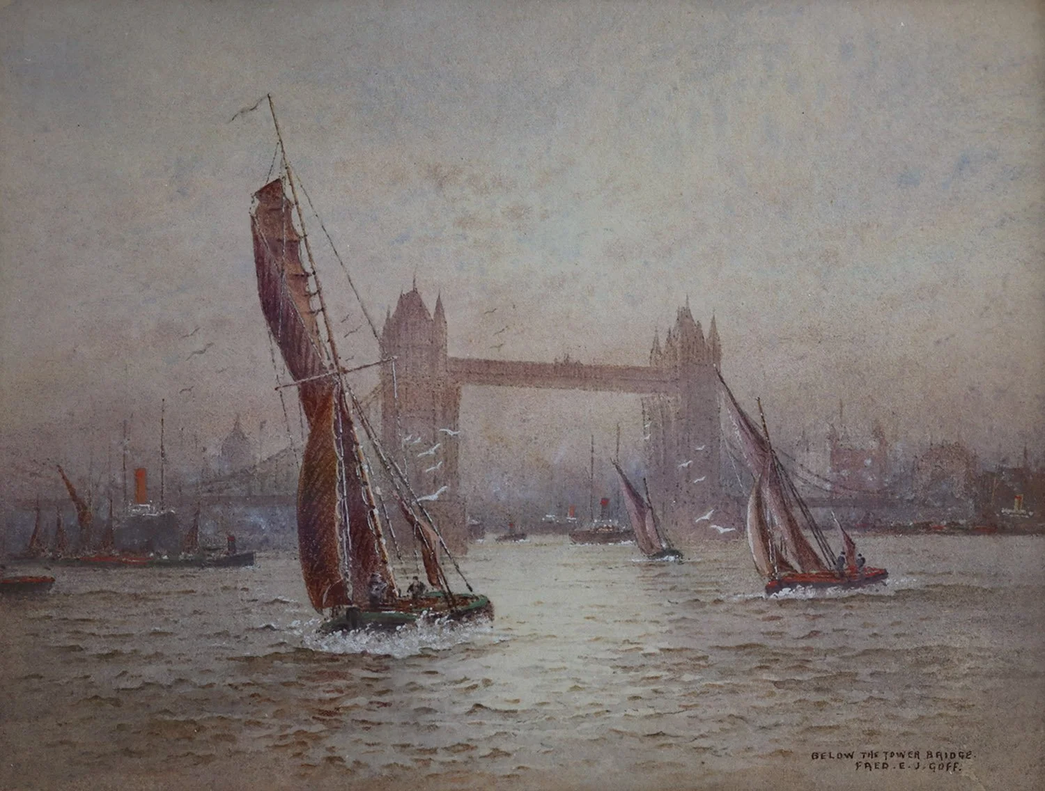 Frederick Edward Joseph Goff (British 1866-1933) 'Below the Tower Bridge' 