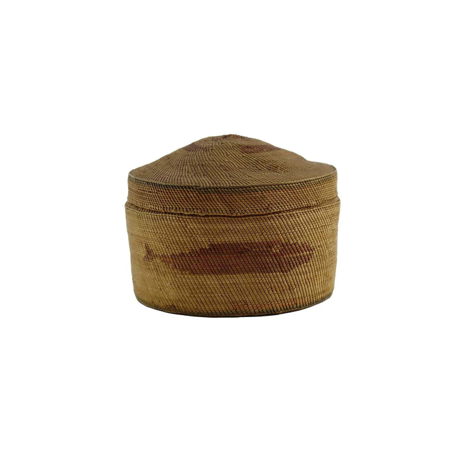 Nootka lidded round basket with domed lid, circa 1900