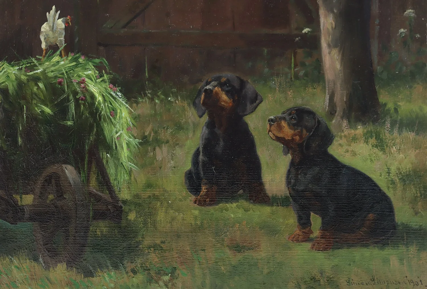 Simon Simonsen (Danish 1841-1928) 'Two Daschund Puppies'