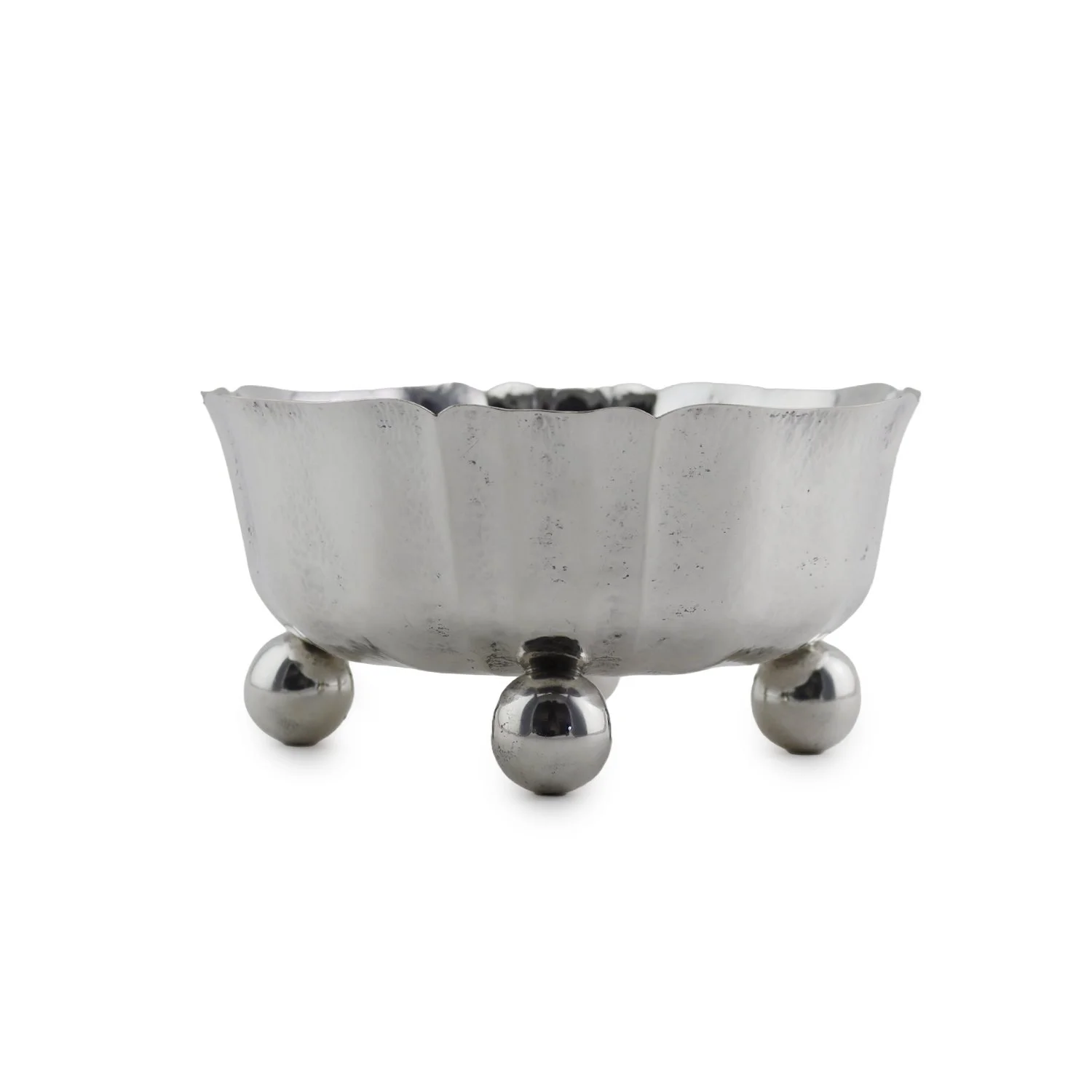 Austrian silver hand hammered scalloped bowl
