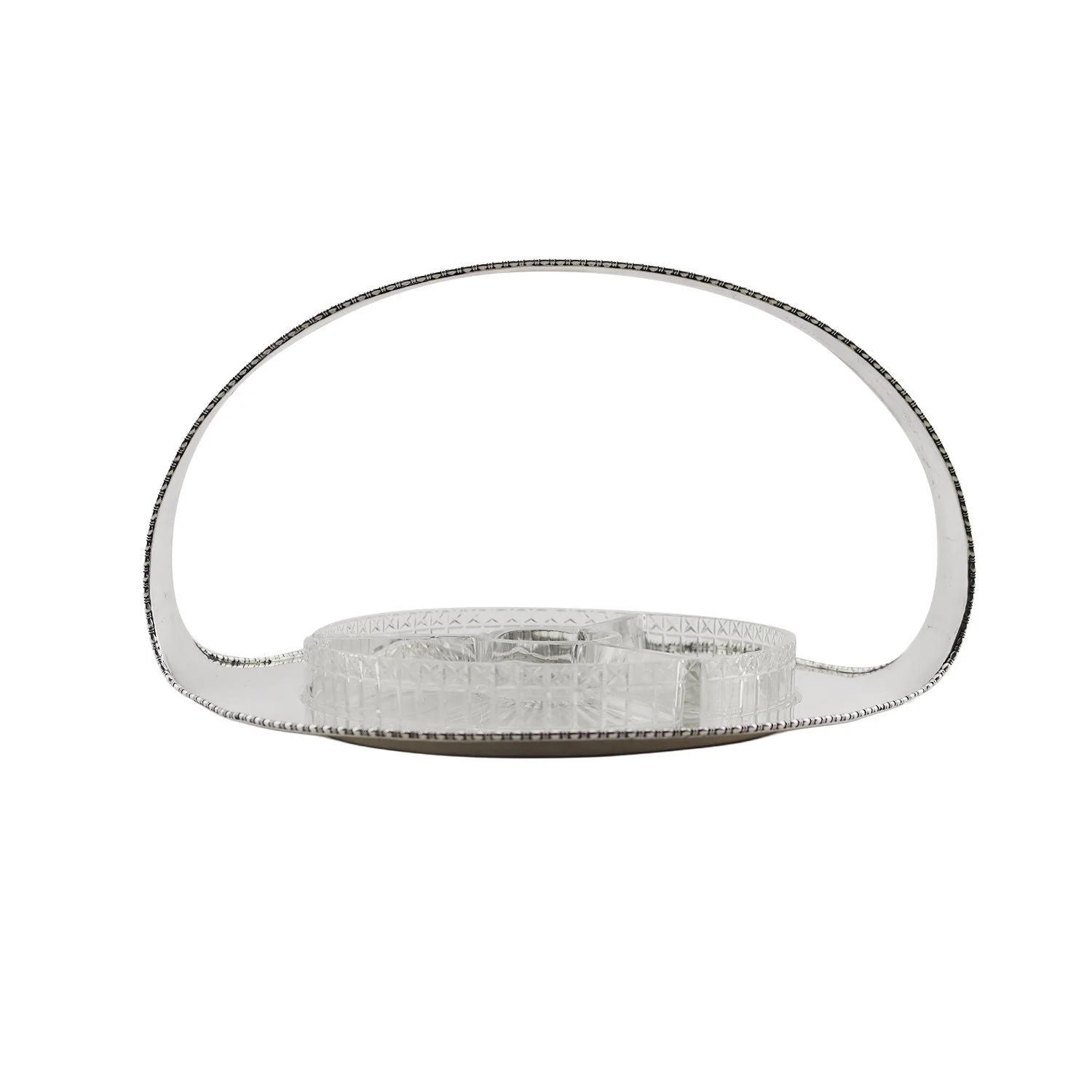Austrian round serving tray with oval carrying handle,  hallmarked 800 Vienna