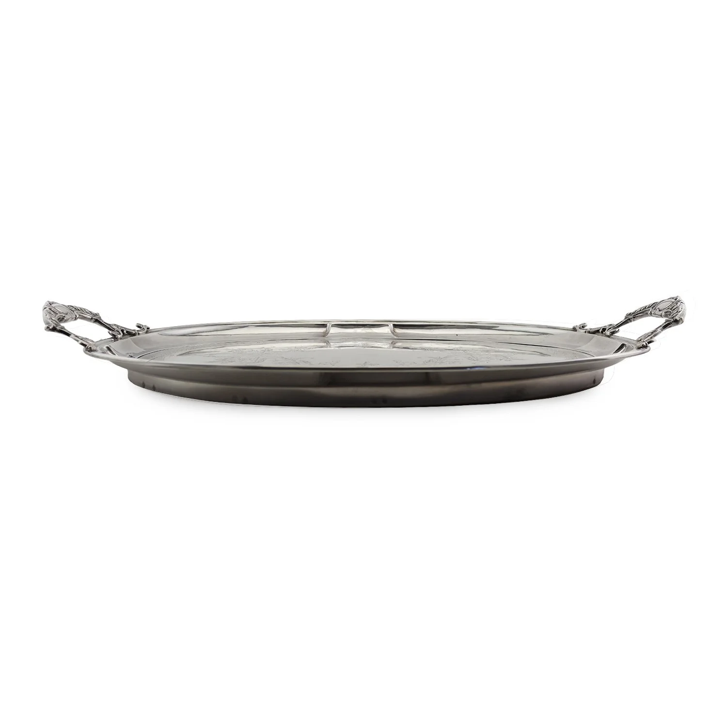 Austrian silver oval tray with handles, hallmarked Vienna .750