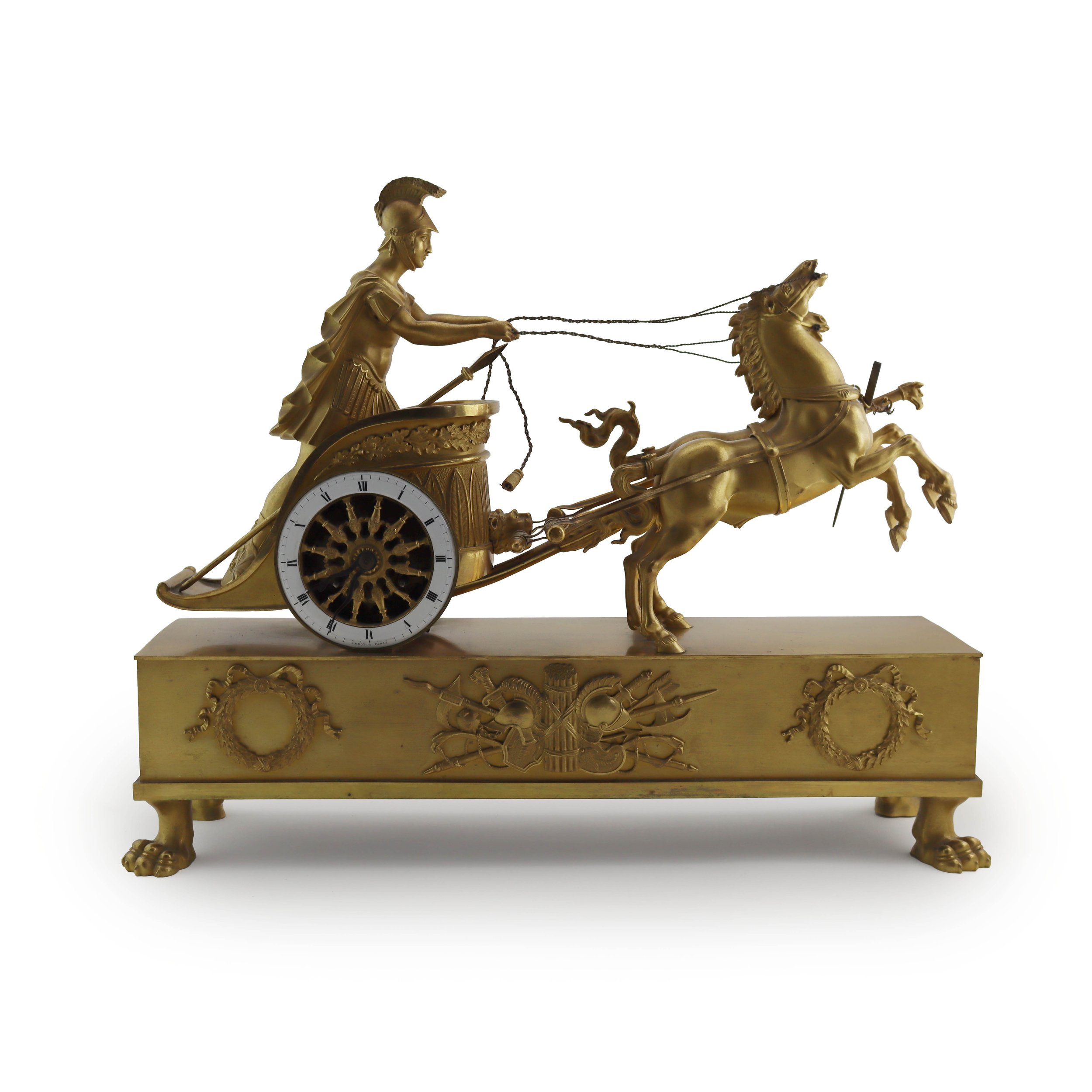 French gilt clock with a Roman Charioteer, 19th century