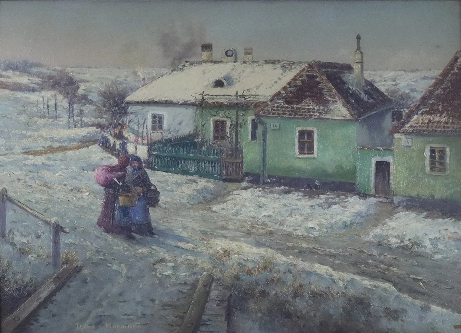Theodor Von Hormann (Austrian 1840-1895) 'Street in Znaim'