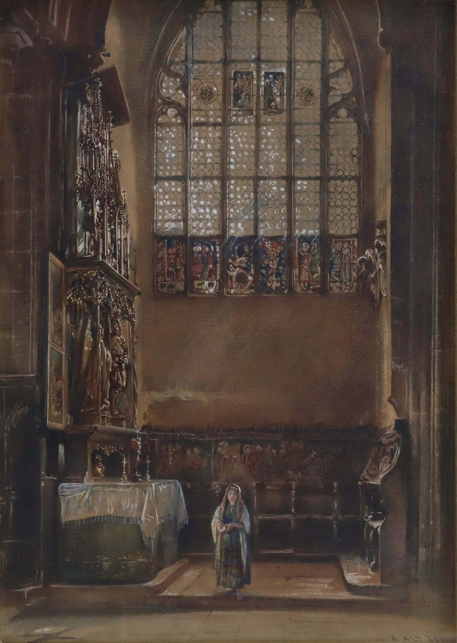 Rudolf Von Alt (Austrian 1812-1905) 'Chapel Interior'