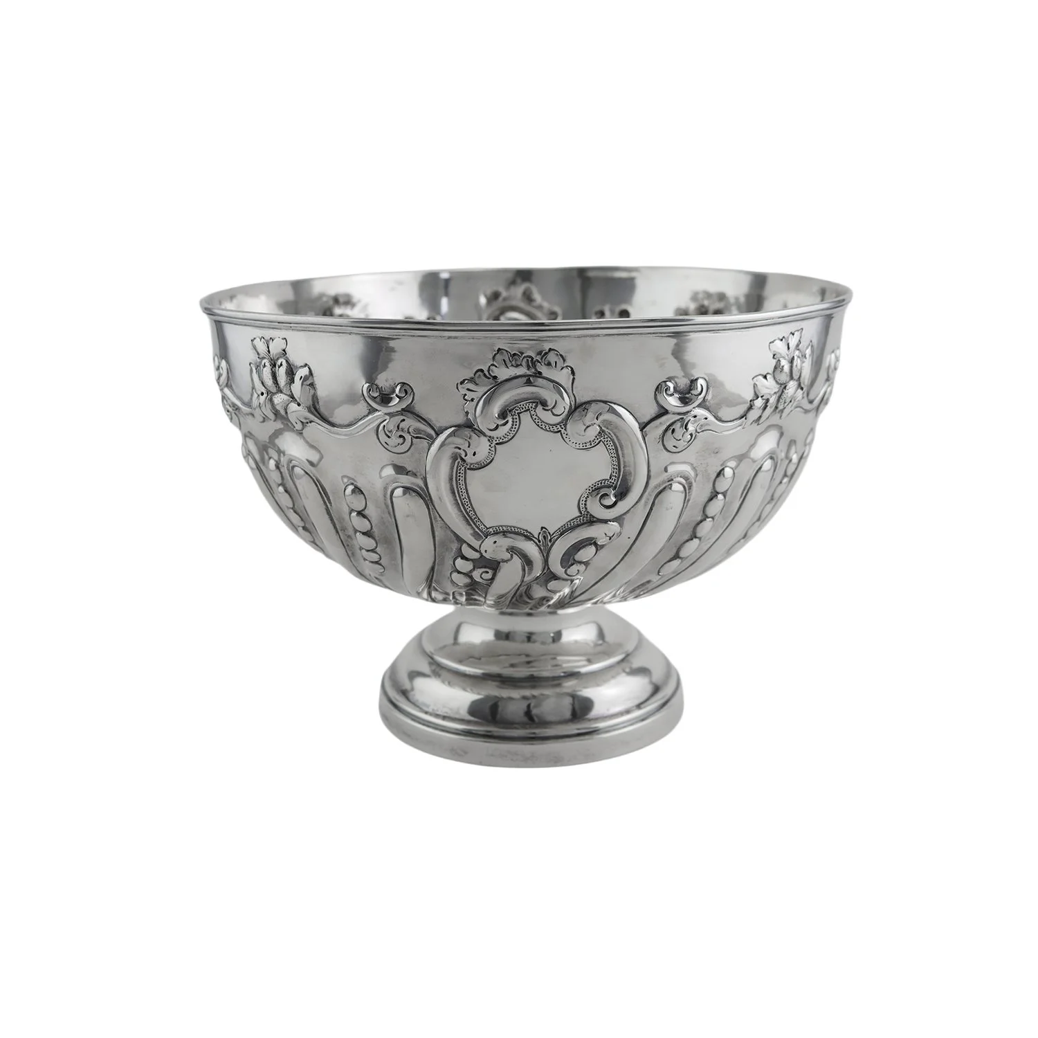 Sterling silver round rose or punch bowl, Birmingham 1898
