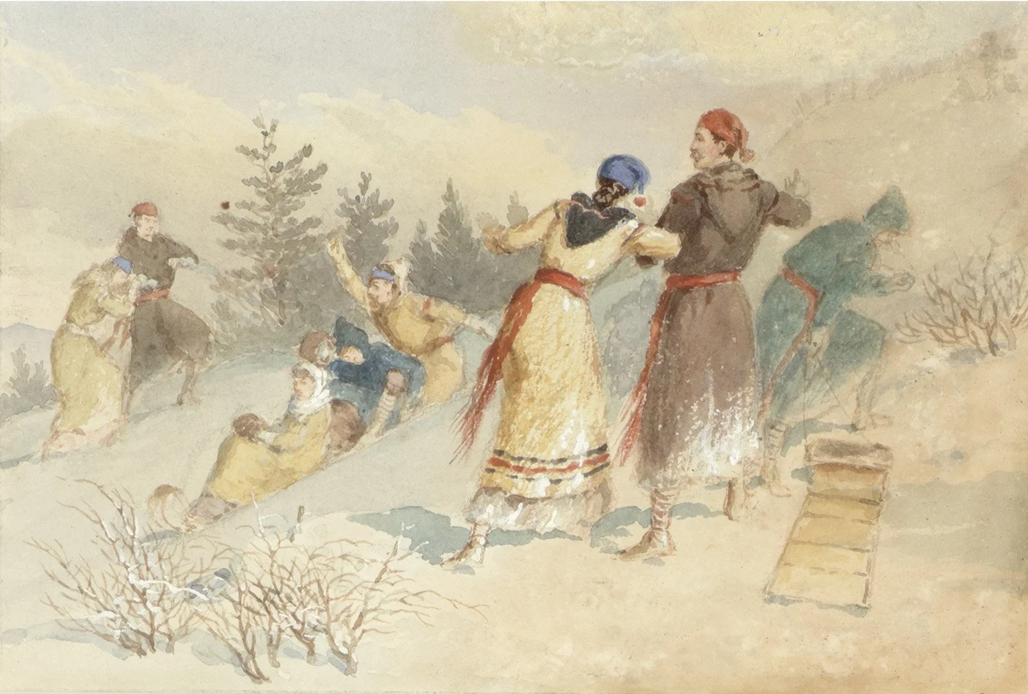 Frederic Marlett Bell-Smith (Canadian 1846-1923) 'Tobogganing' 