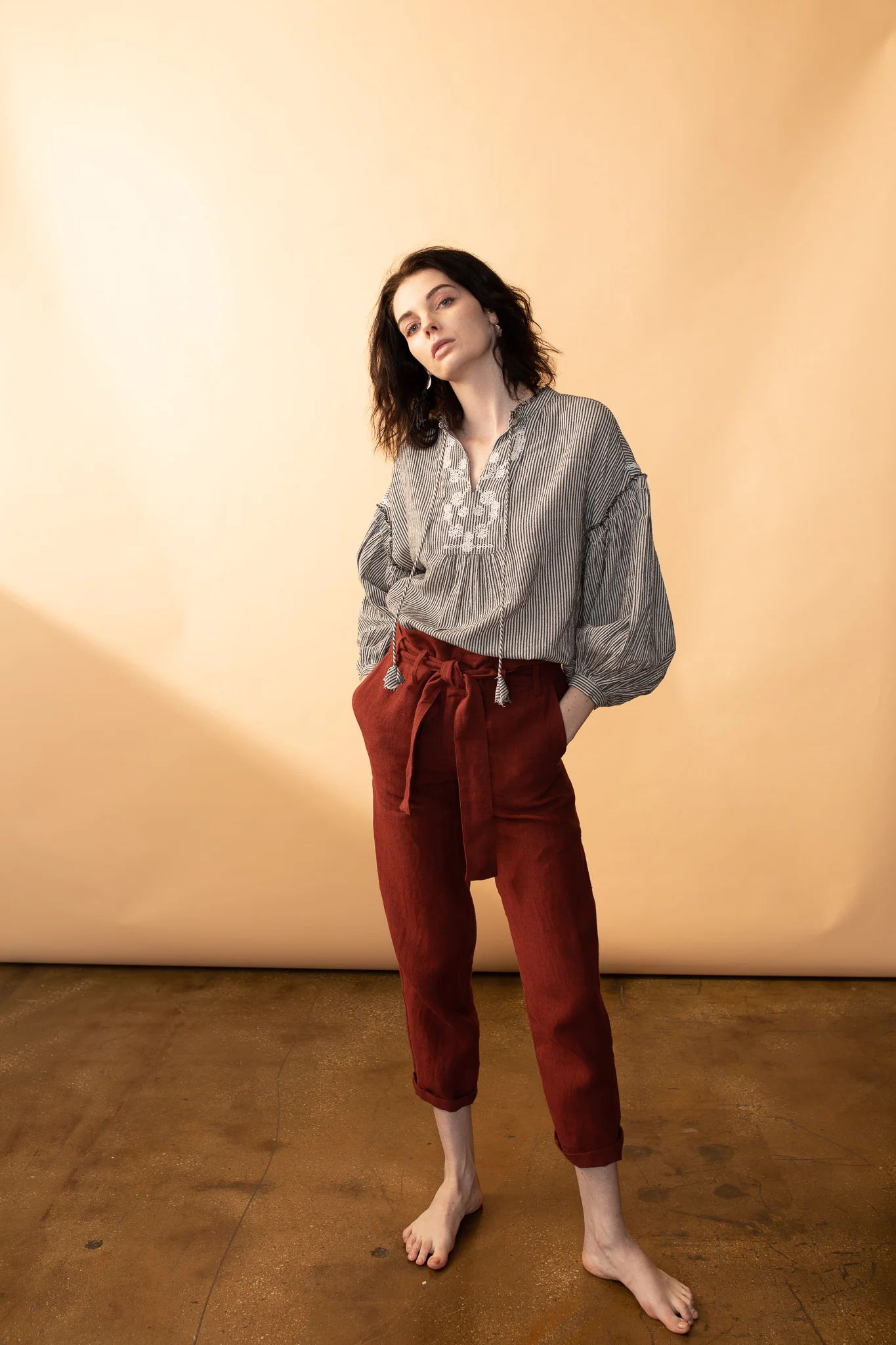Arteaga Ara Embroidered Blouse Railroad Stripe