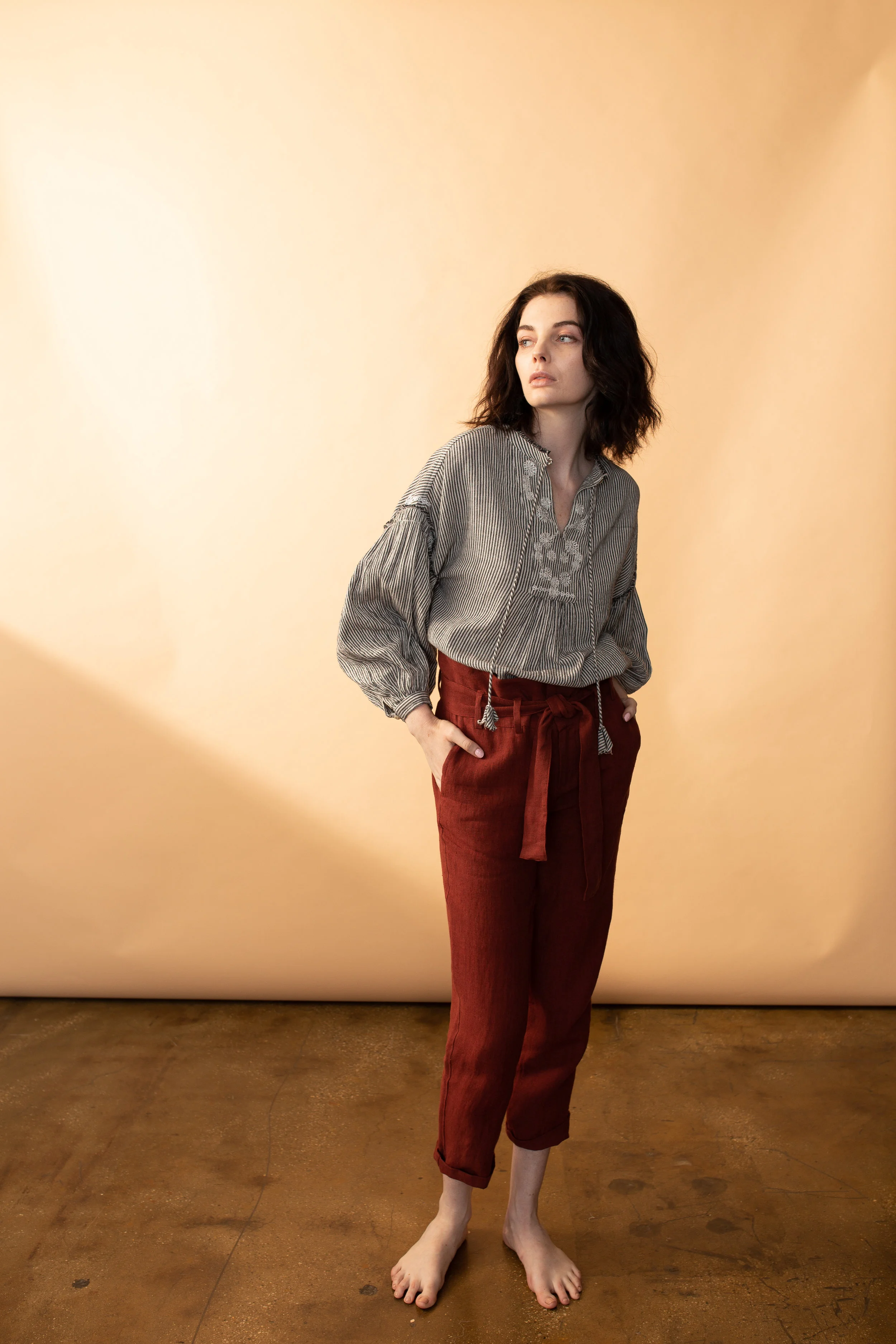 Arteaga Ara Embroidered Blouse Railroad Stripe