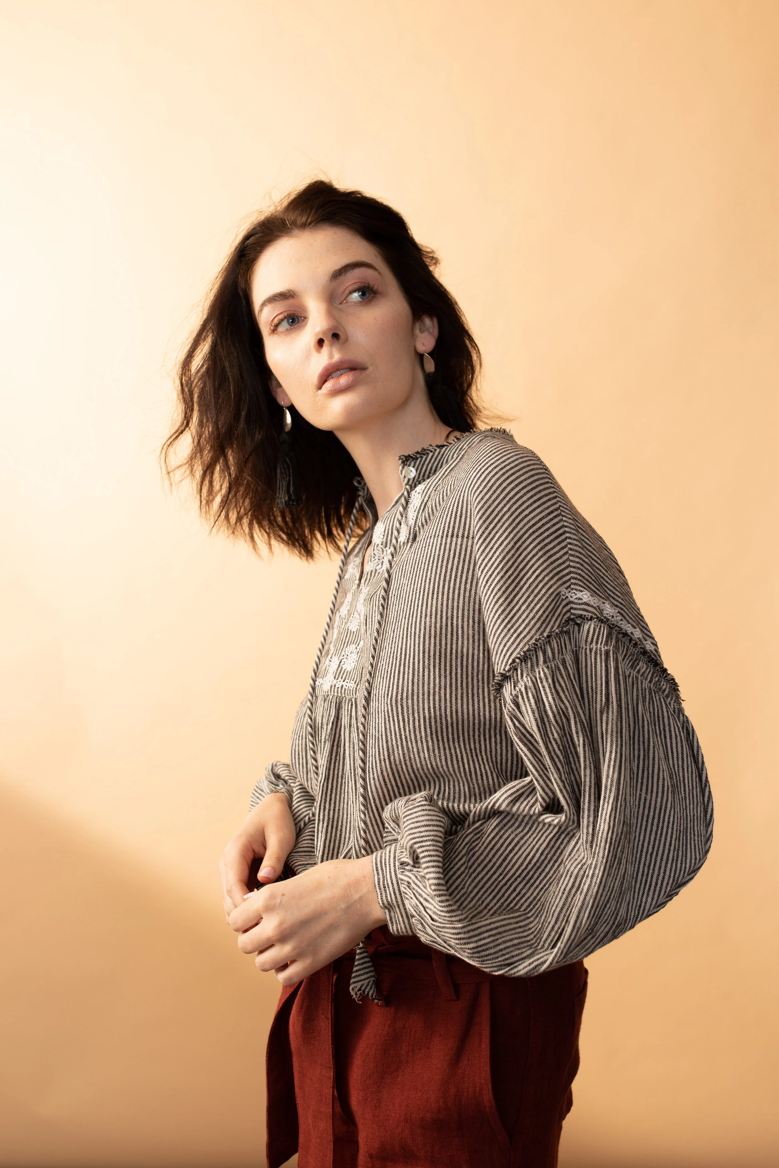 Arteaga Ara Embroidered Blouse Railroad Stripe